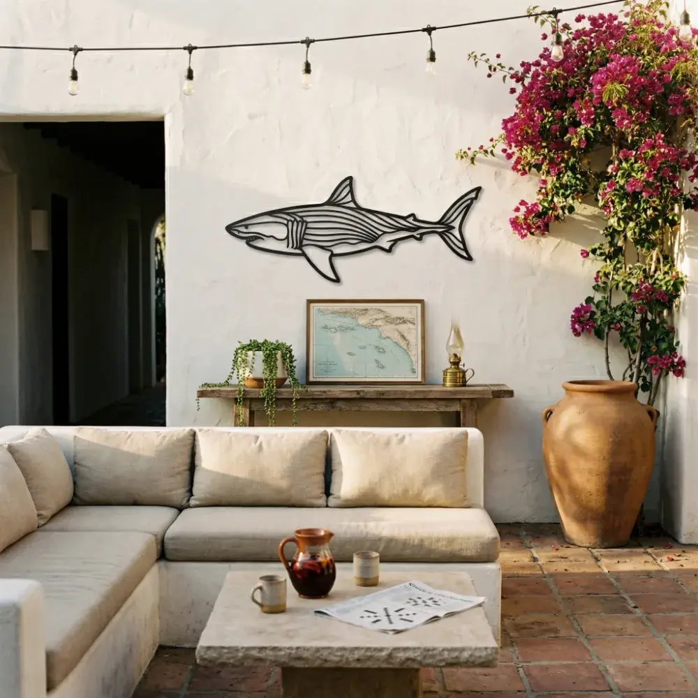Shark Metal Wall Art – Ocean Apex Predator, Coastal Boys Room Decor