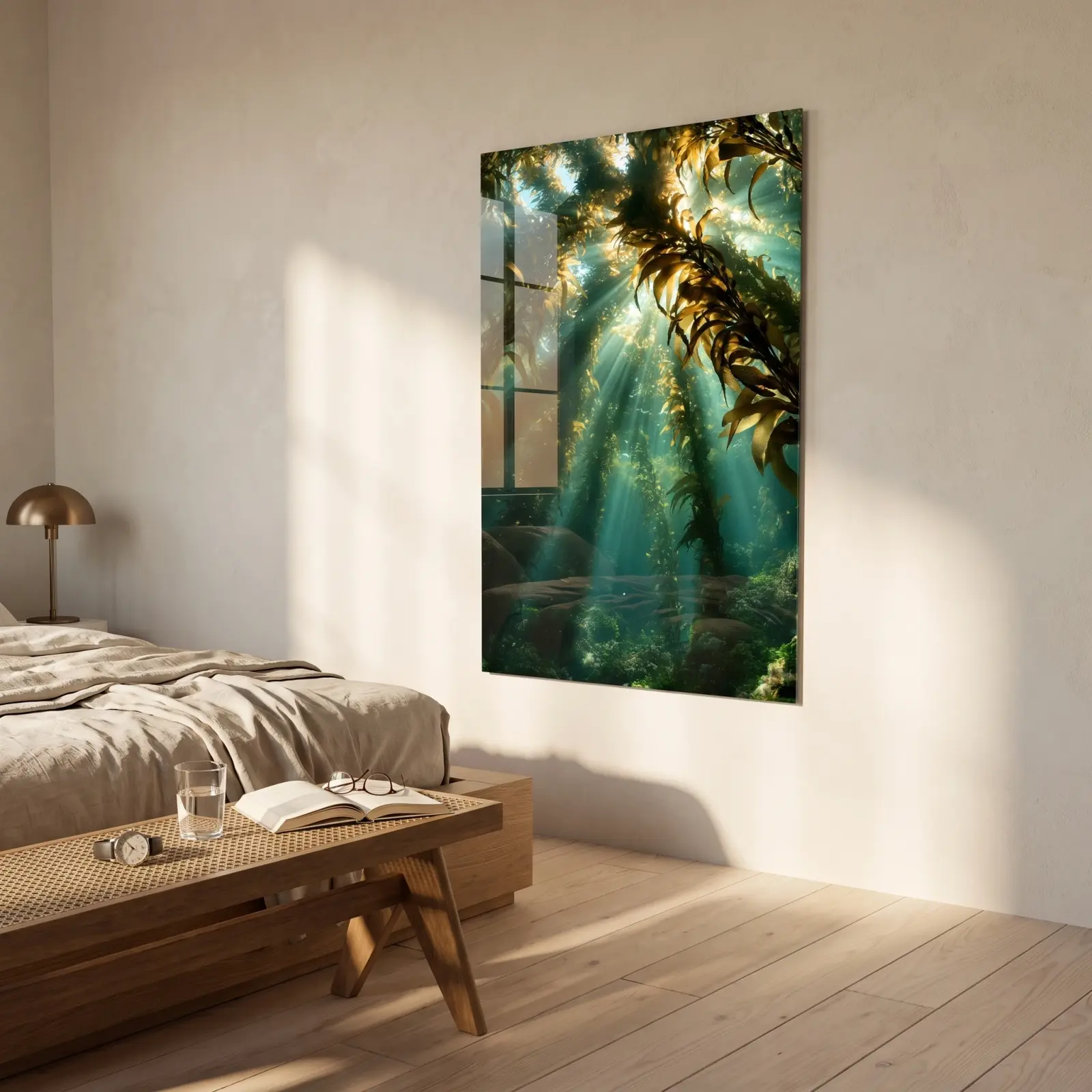 Kelp Forest Underwater Scene Deep Ocean Light | Glass Wall Art