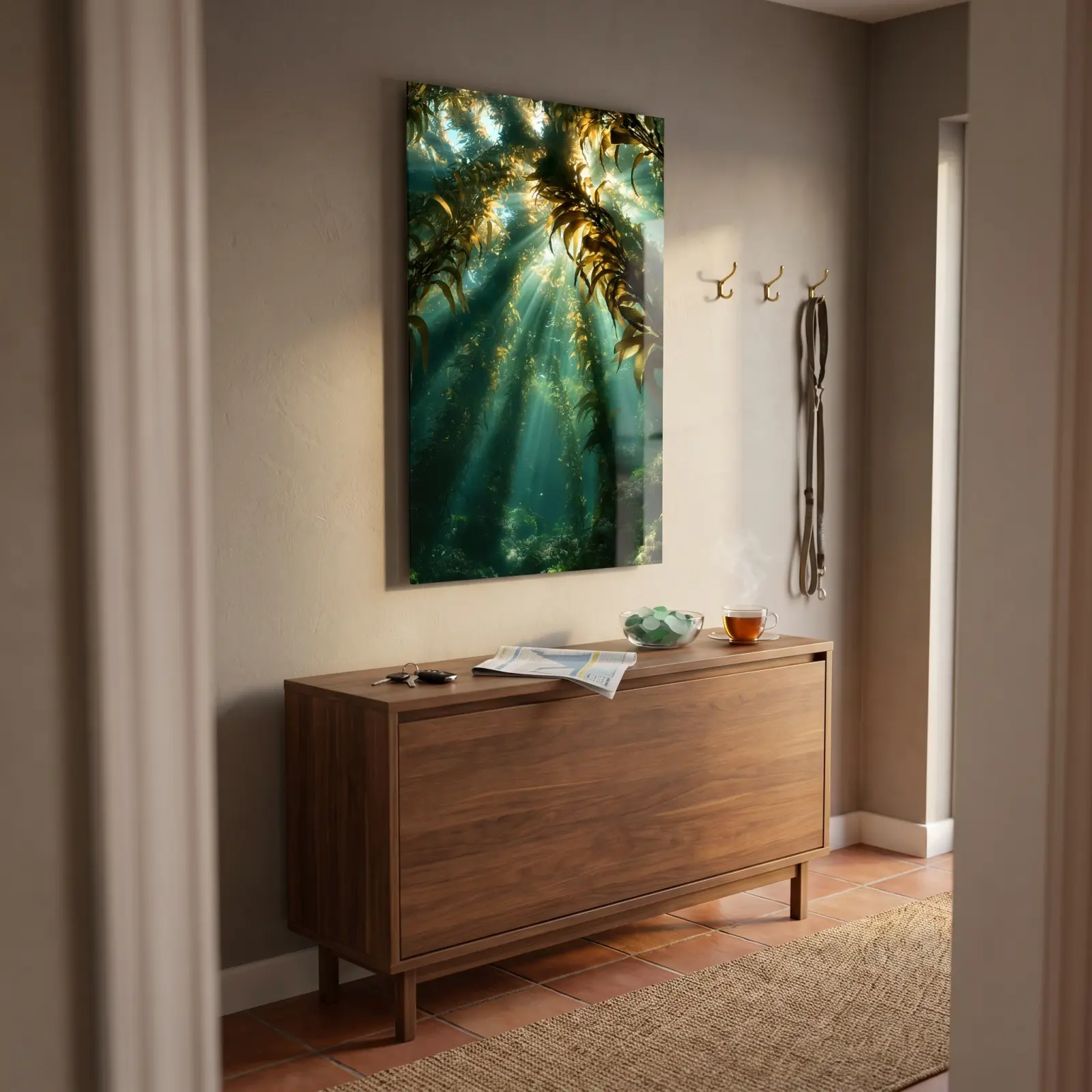 Kelp Forest Underwater Scene Deep Ocean Light | Glass Wall Art — 2
