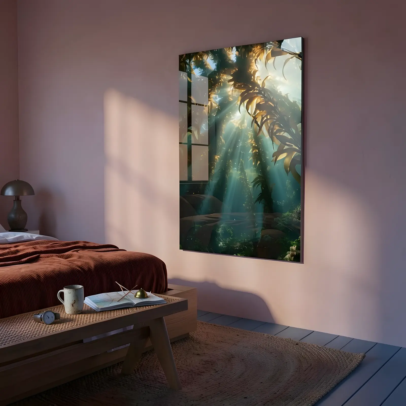 Kelp Forest Underwater Scene Deep Ocean Light | Glass Wall Art — 4