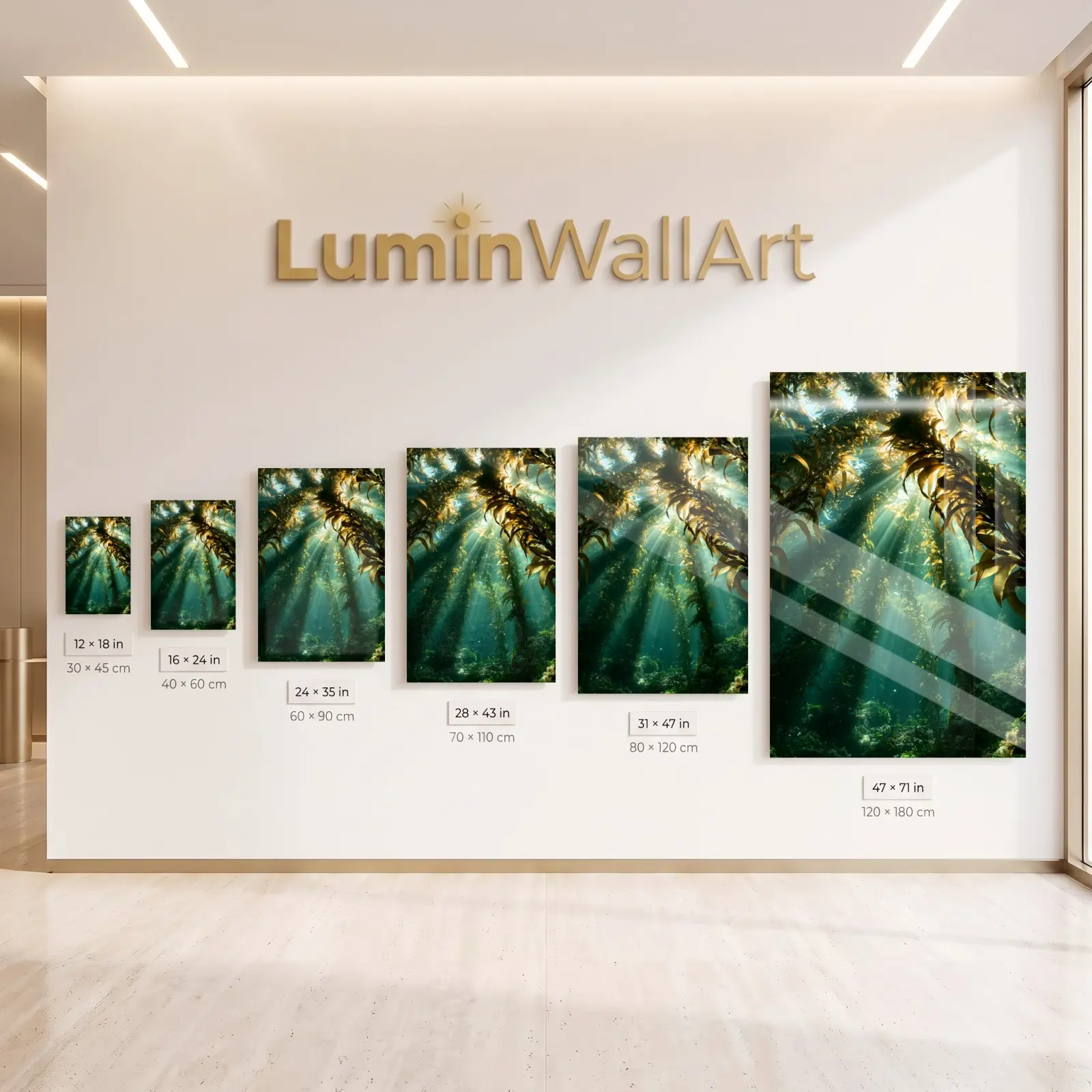 Kelp Forest Underwater Scene Deep Ocean Light | Glass Wall Art — 7