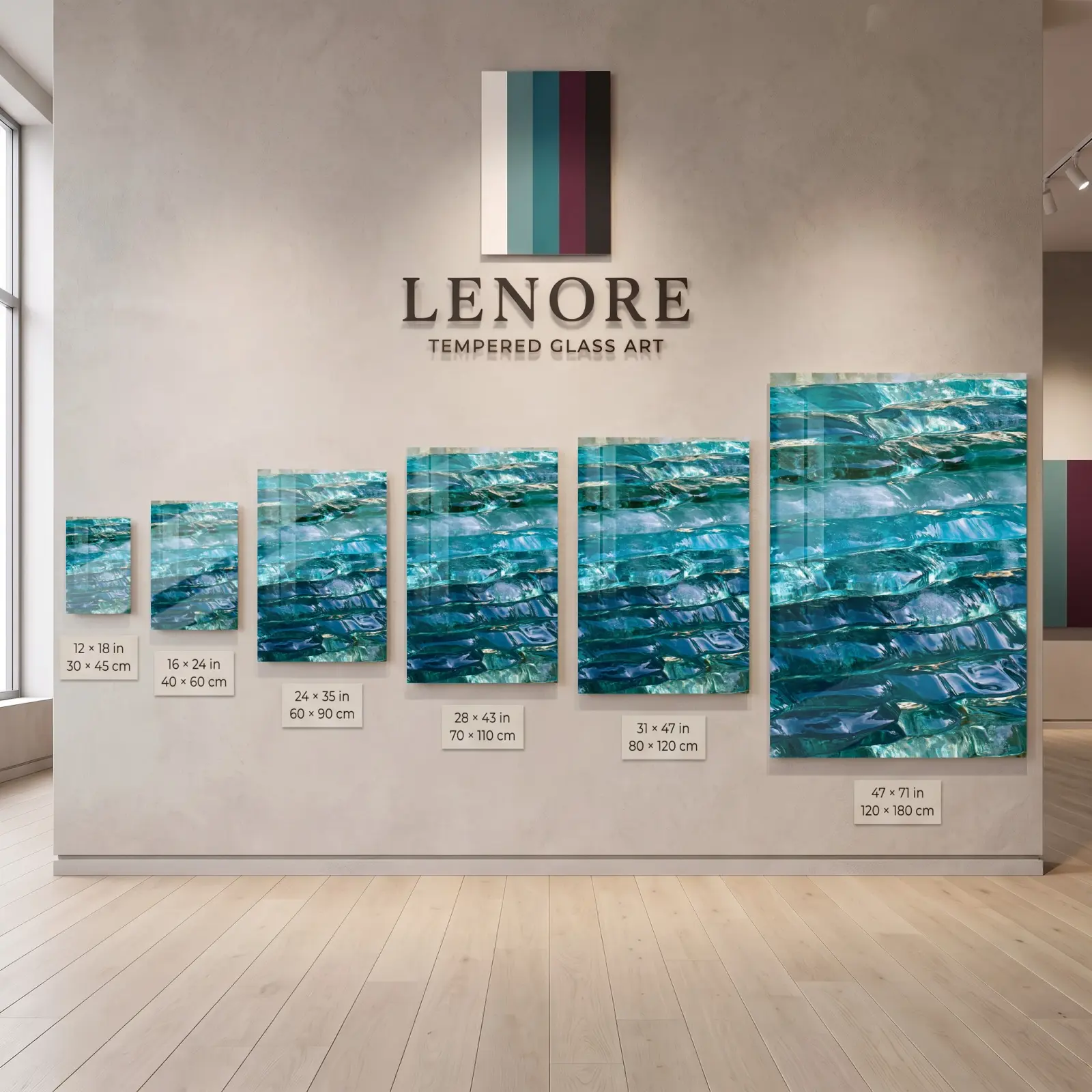Ocean Blue Abstract Water Ice Layers | Glass Wall Art — 5