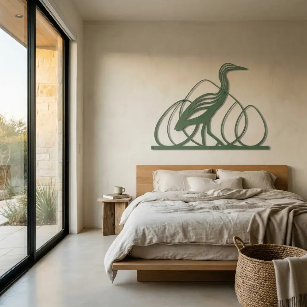 Elegant Heron Metal Wall Art – Graceful Shorebird Silhouette, Coastal Home Decor