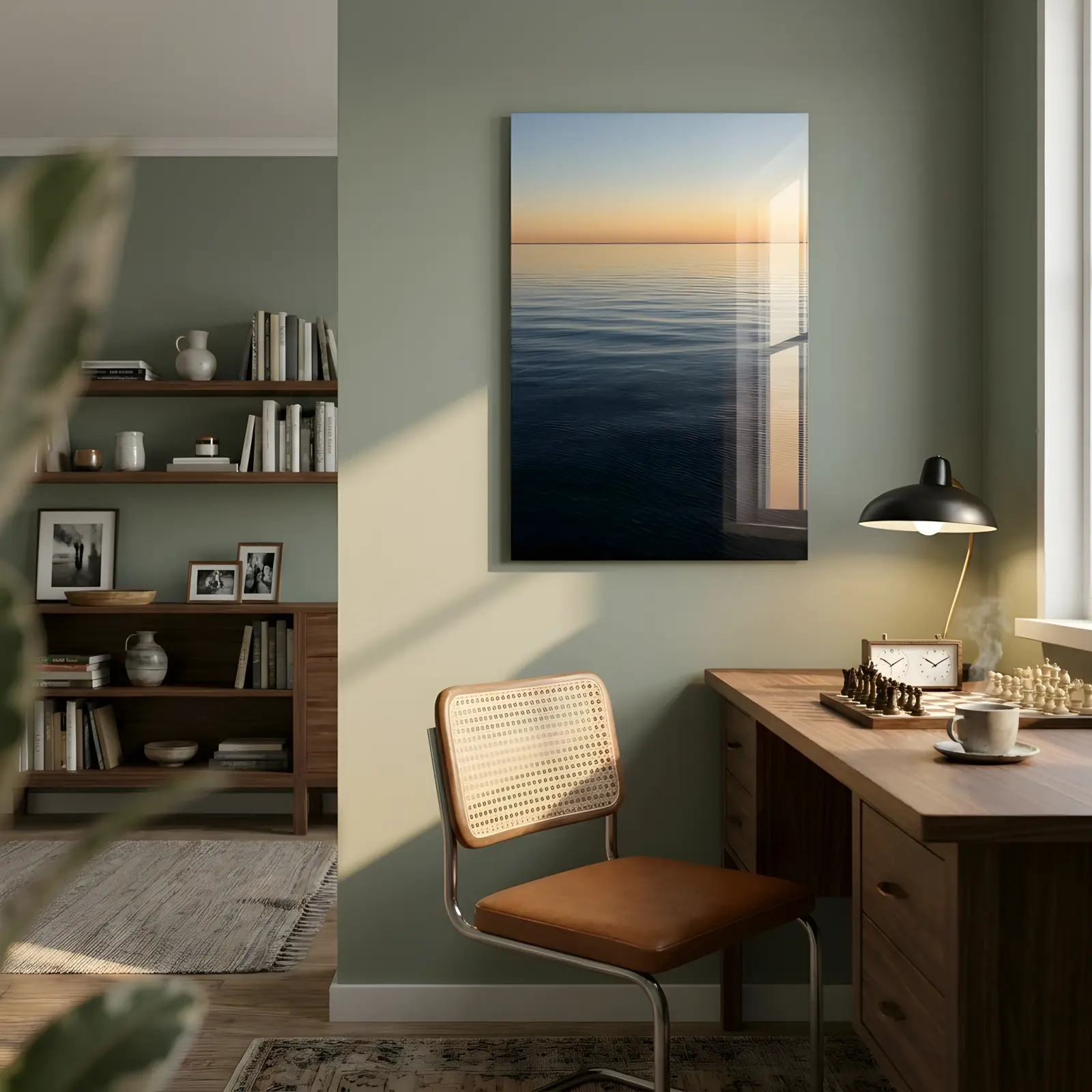 Calm Ocean Horizon Sunset Seascape | Glass Wall Art — 2