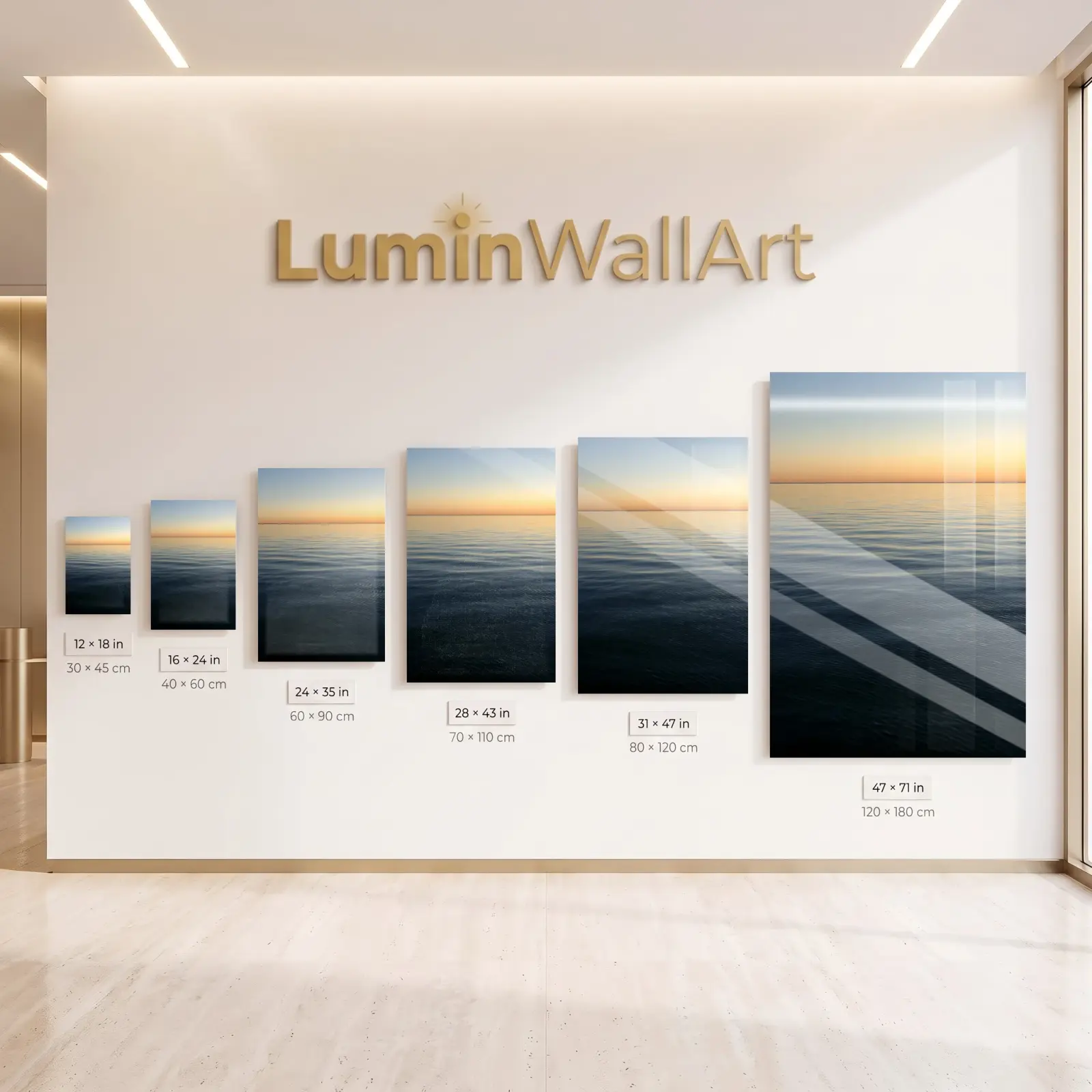 Calm Ocean Horizon Sunset Seascape | Glass Wall Art — 5