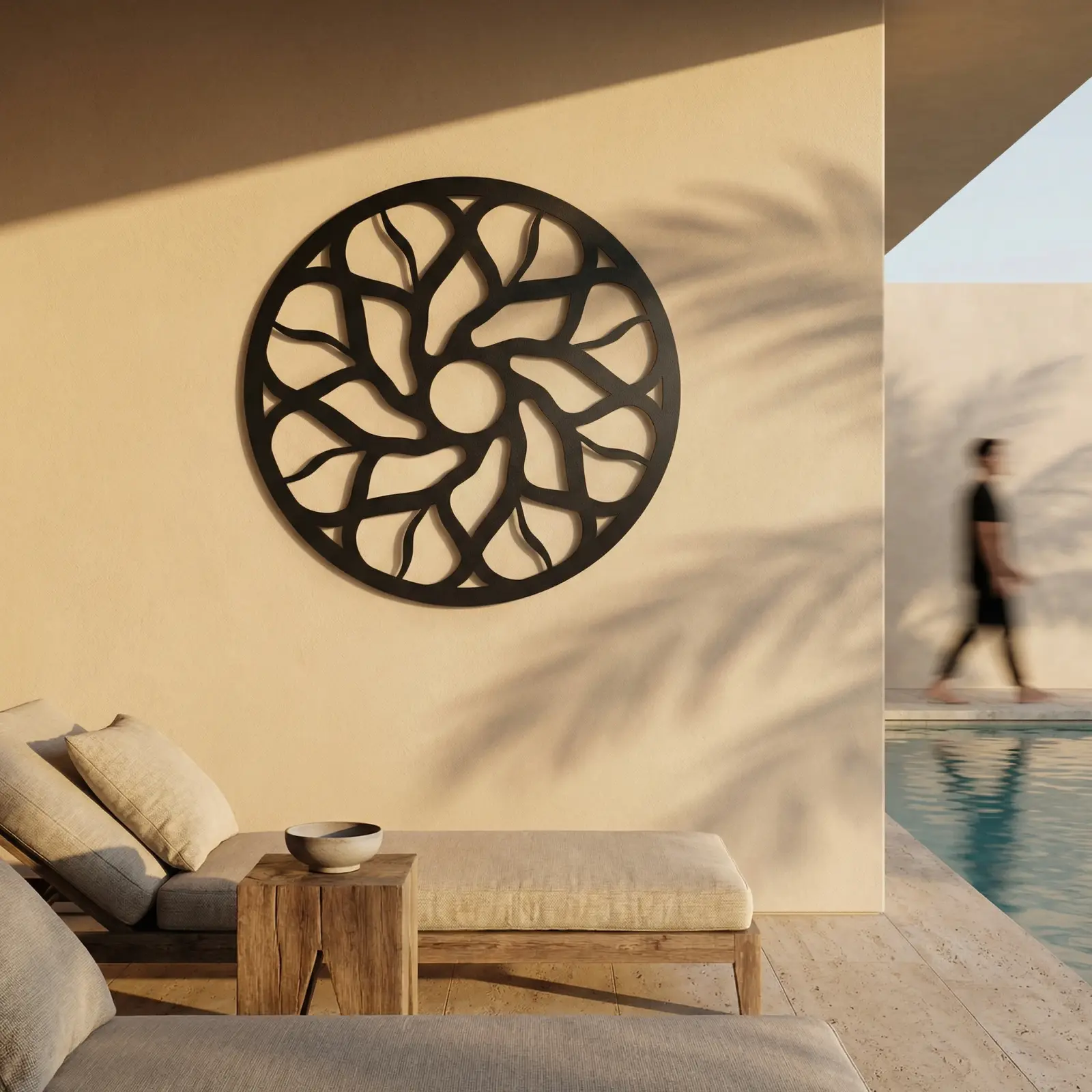 Geometric Rosette Metal Wall Art – Solar Bloom, Entryway Decor