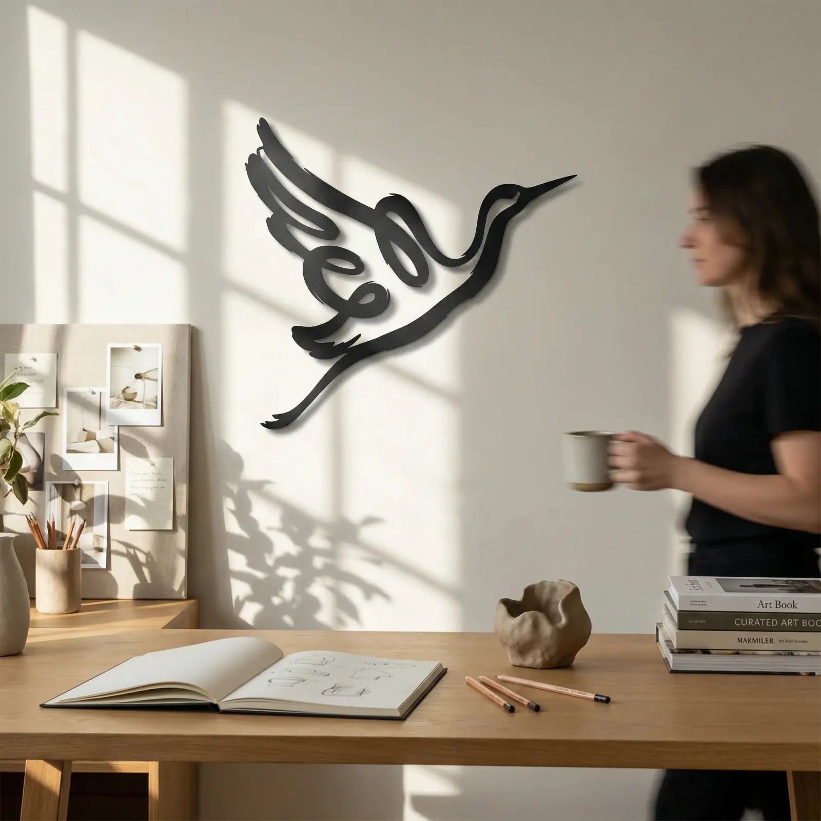 Flying Bird Metal Wall Art – Abstract Heron Flight Silhouette, Minimalist Home Decor — 4