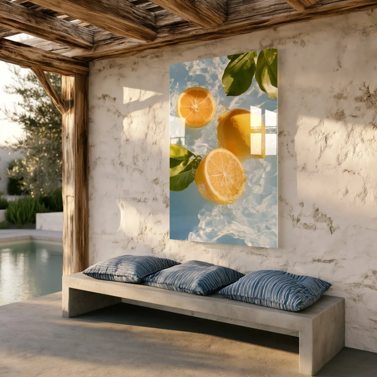 Lemon Citrus Wall Art Fresh Water Blue Kitchen | Glass Wall Art — 4