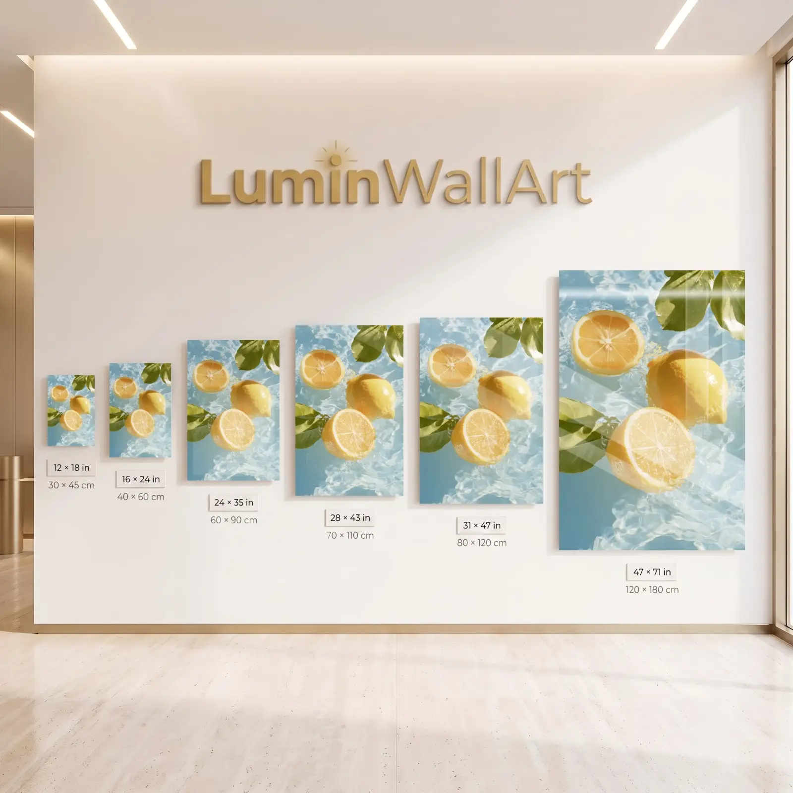 Lemon Citrus Wall Art Fresh Water Blue Kitchen | Glass Wall Art — 5