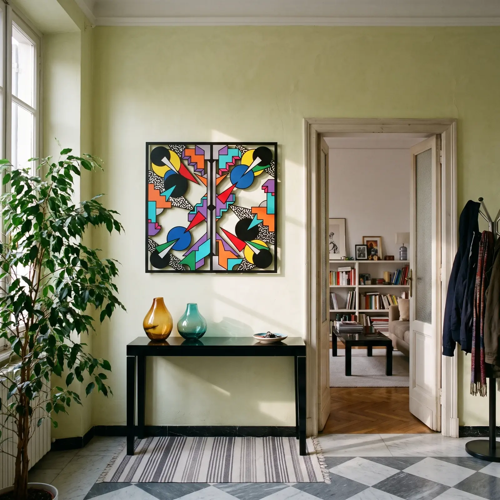 Memphis Style Metal Wall Art Geometric Diptych – Color Riot, Living Room Decor — 3
