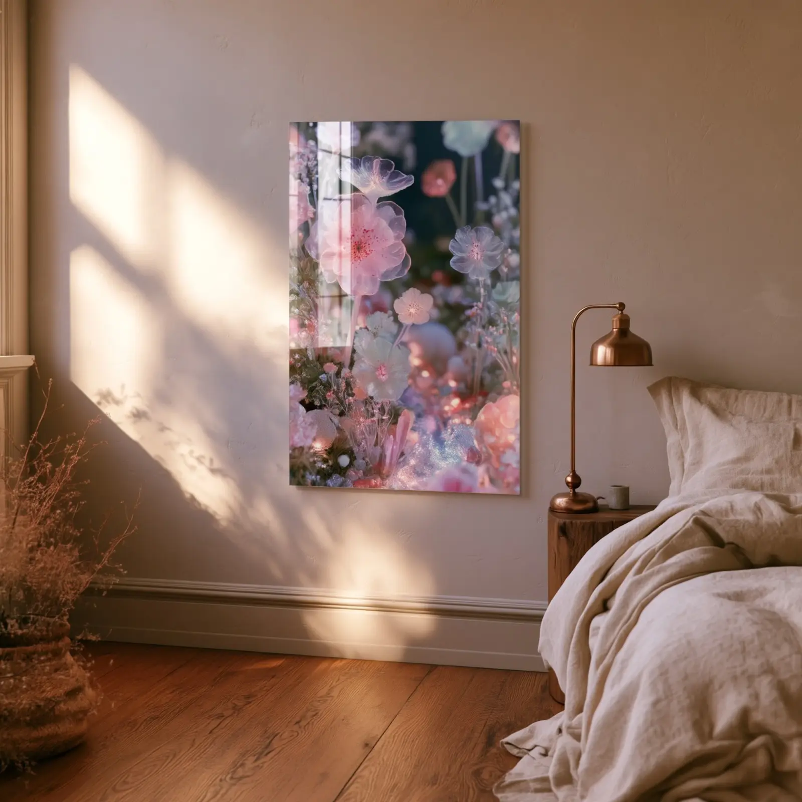 Crystal Flower Garden Pastel Luminous Botanical | Tempered Glass Print — 2