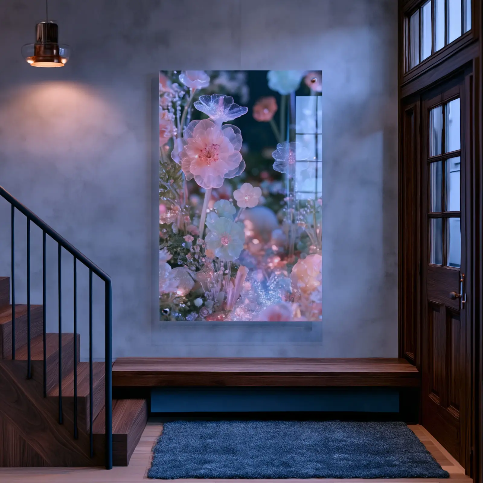 Crystal Flower Garden Pastel Luminous Botanical | Tempered Glass Print — 4