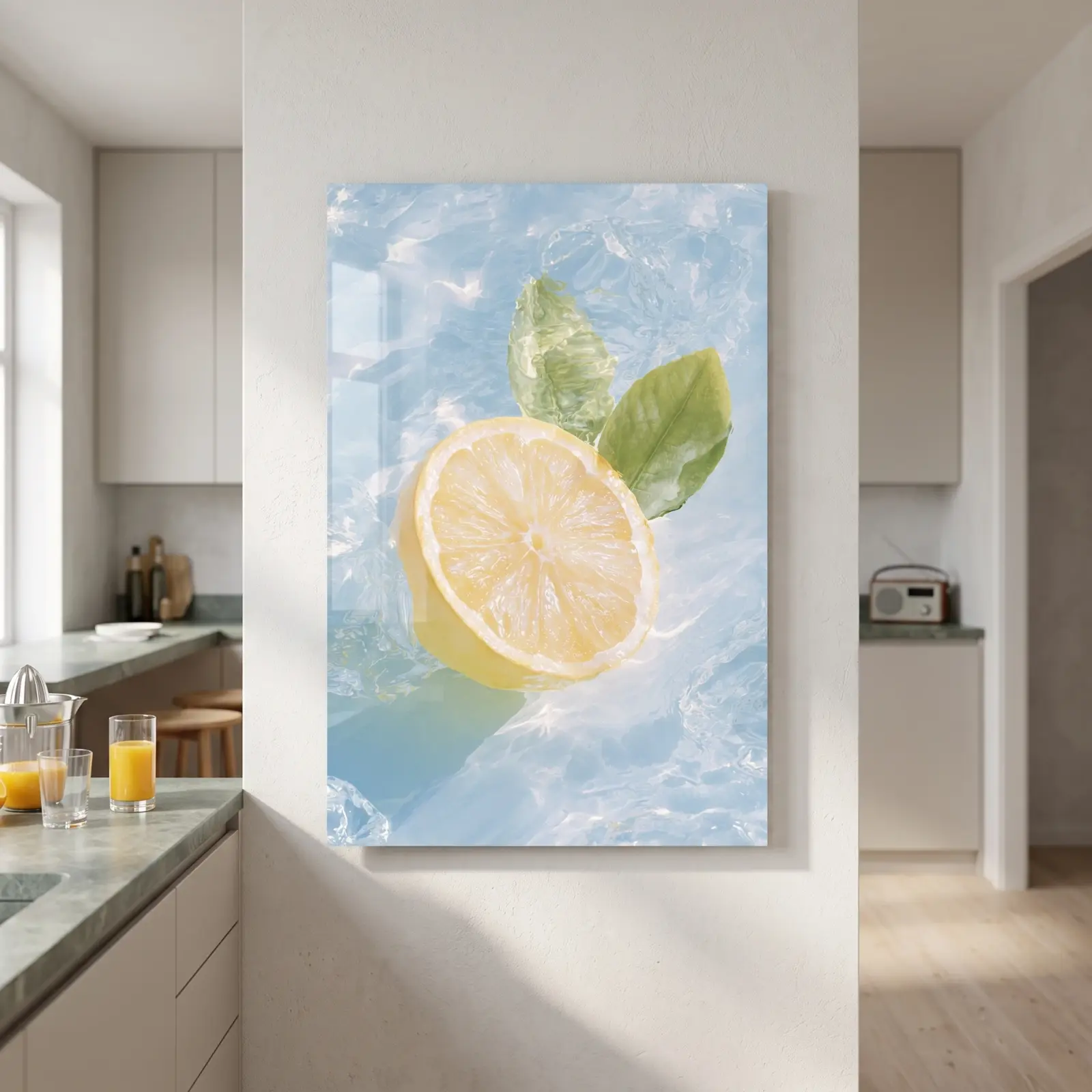 Lemon In Water Glass Wall Art Fresh Citrus Kitchen Decor