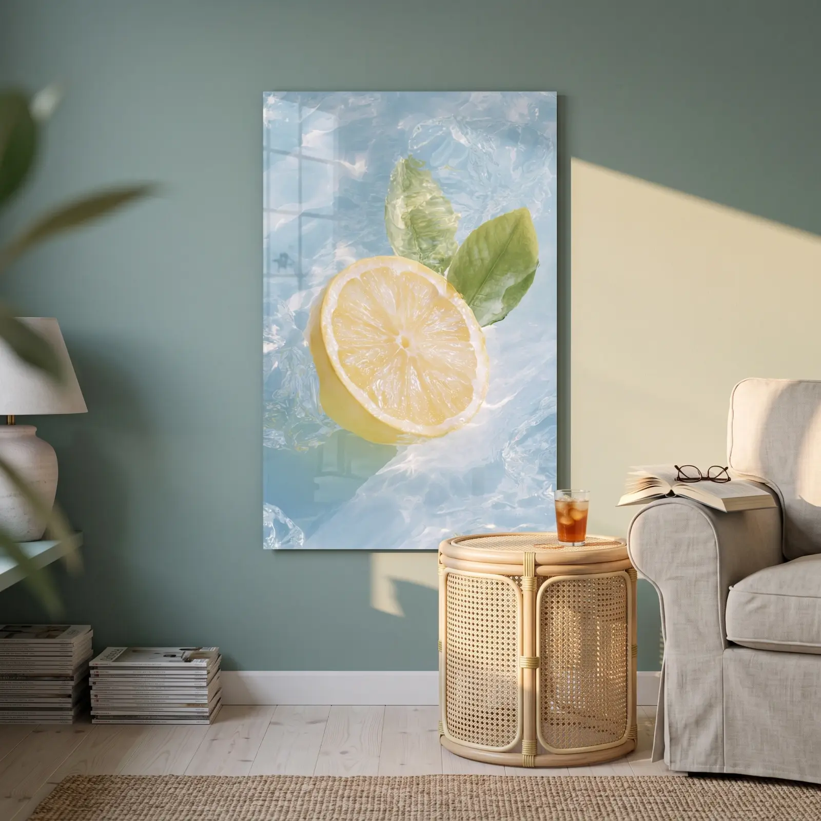 Lemon In Water Glass Wall Art Fresh Citrus Kitchen Decor — 2