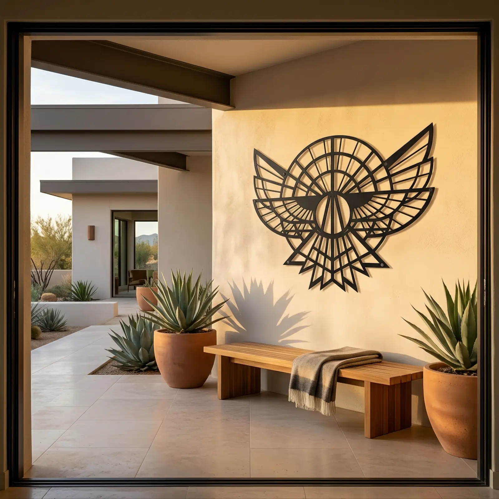 Geometric Eagle Metal Wall Art Art Deco Bird Sculpture – Apex Falcon, Modern Lodge Decor — 4