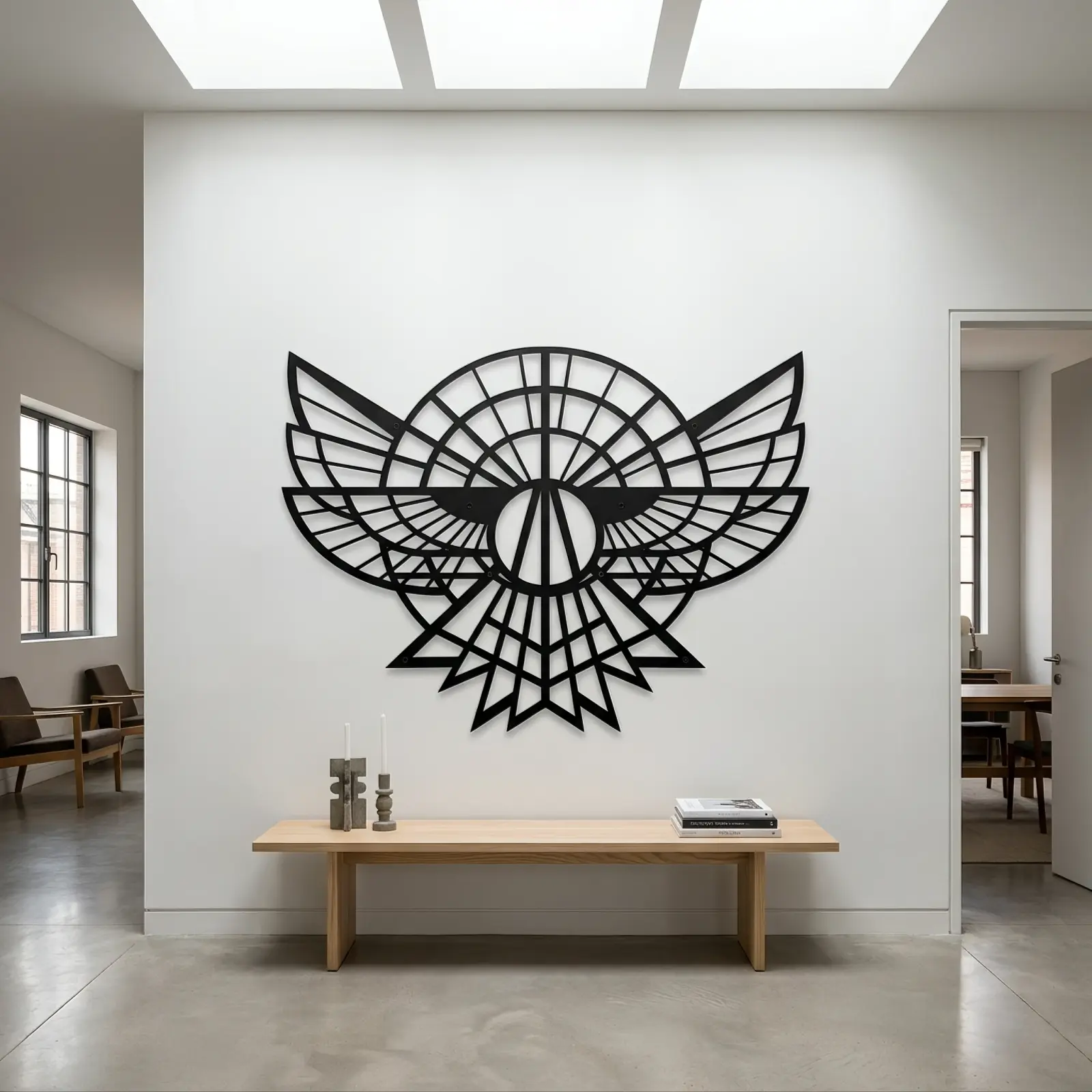 Geometric Eagle Metal Wall Art Art Deco Bird Sculpture – Apex Falcon, Modern Lodge Decor — 5