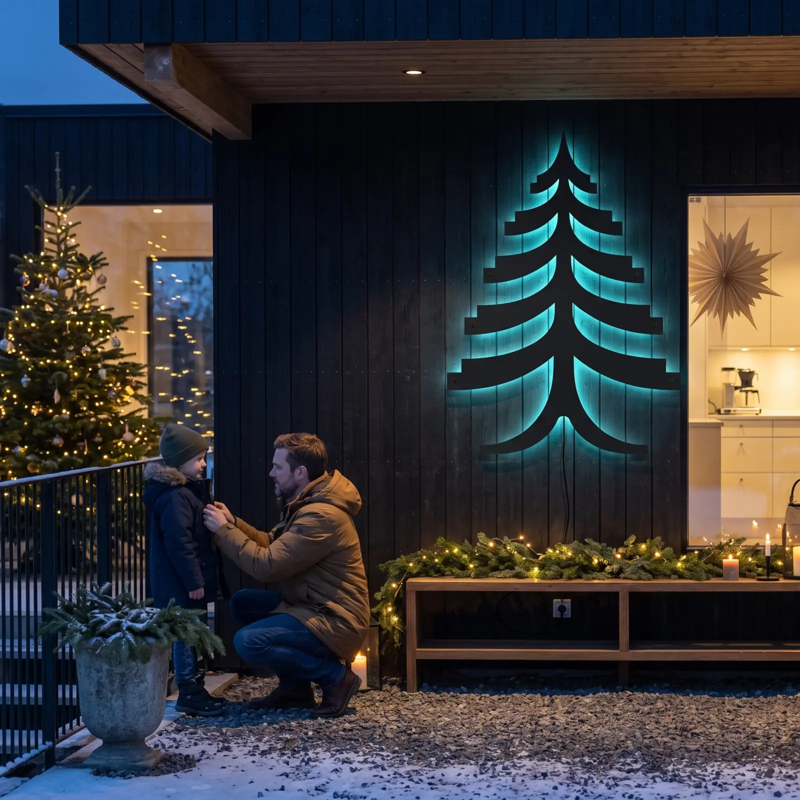Christmas Tree Metal LED Wall Art Backlit – Nordic Hush, Living Room Holiday Decor — 3