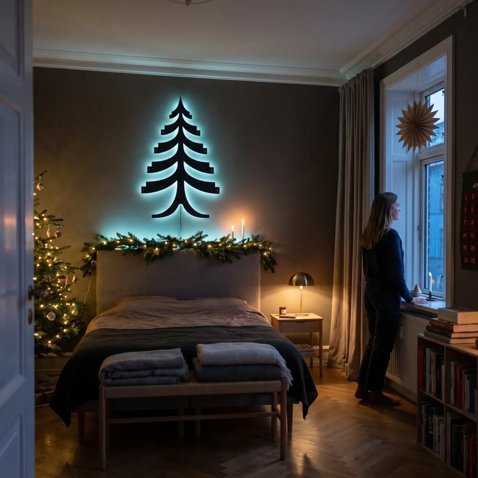 Christmas Tree Metal LED Wall Art Backlit – Nordic Hush, Living Room Holiday Decor — 4