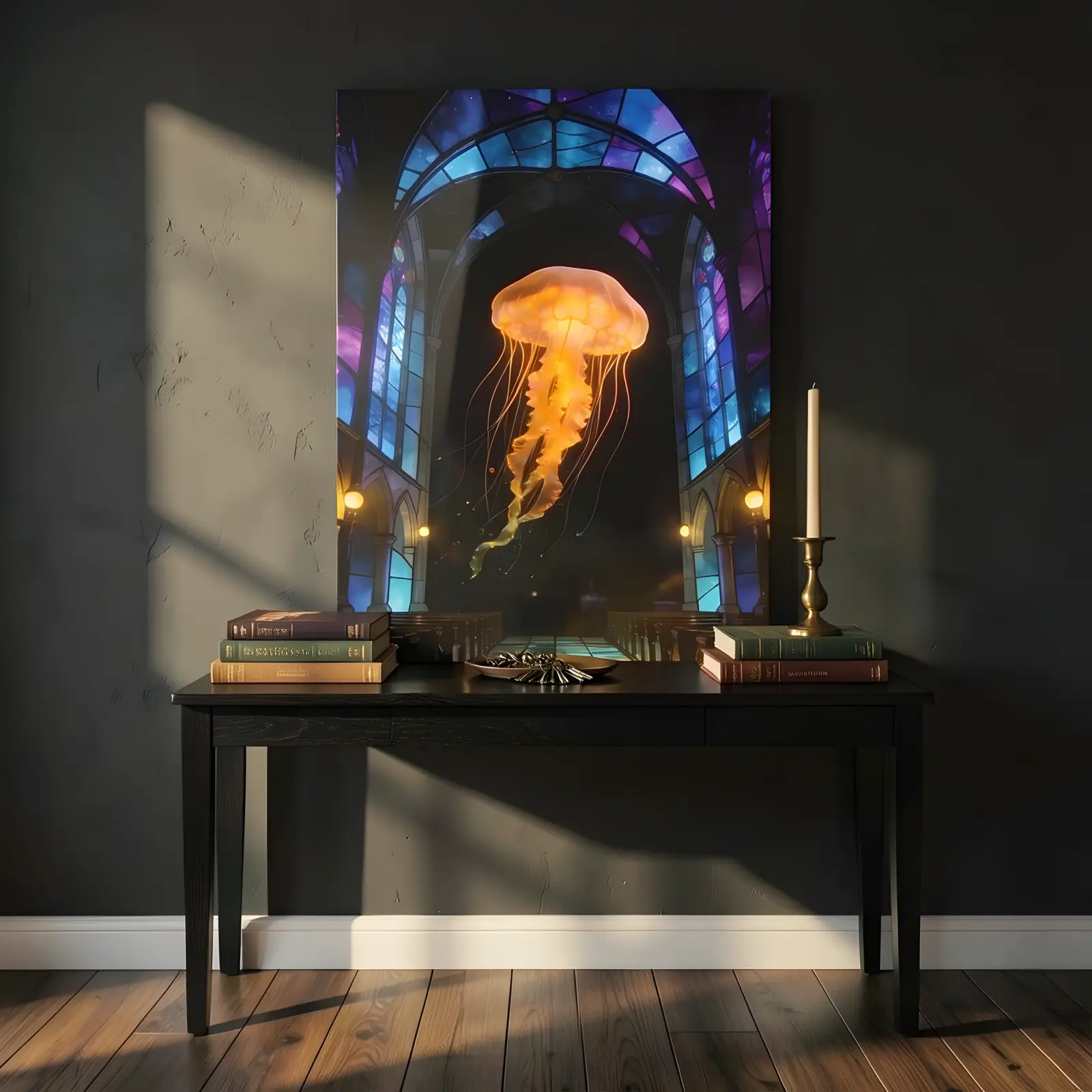 Jellyfish Cathedral Gothic Stained Glass Design | Glass Wall Art — 4
