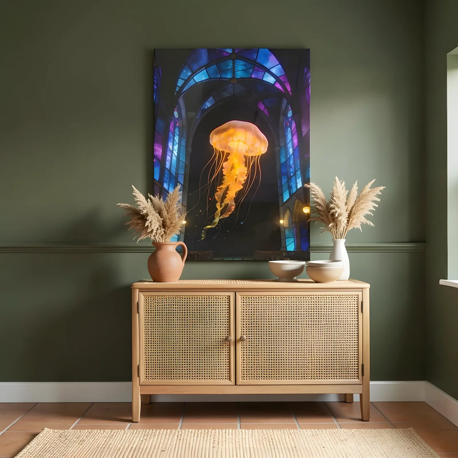 Jellyfish Cathedral Gothic Stained Glass Design | Glass Wall Art — 5