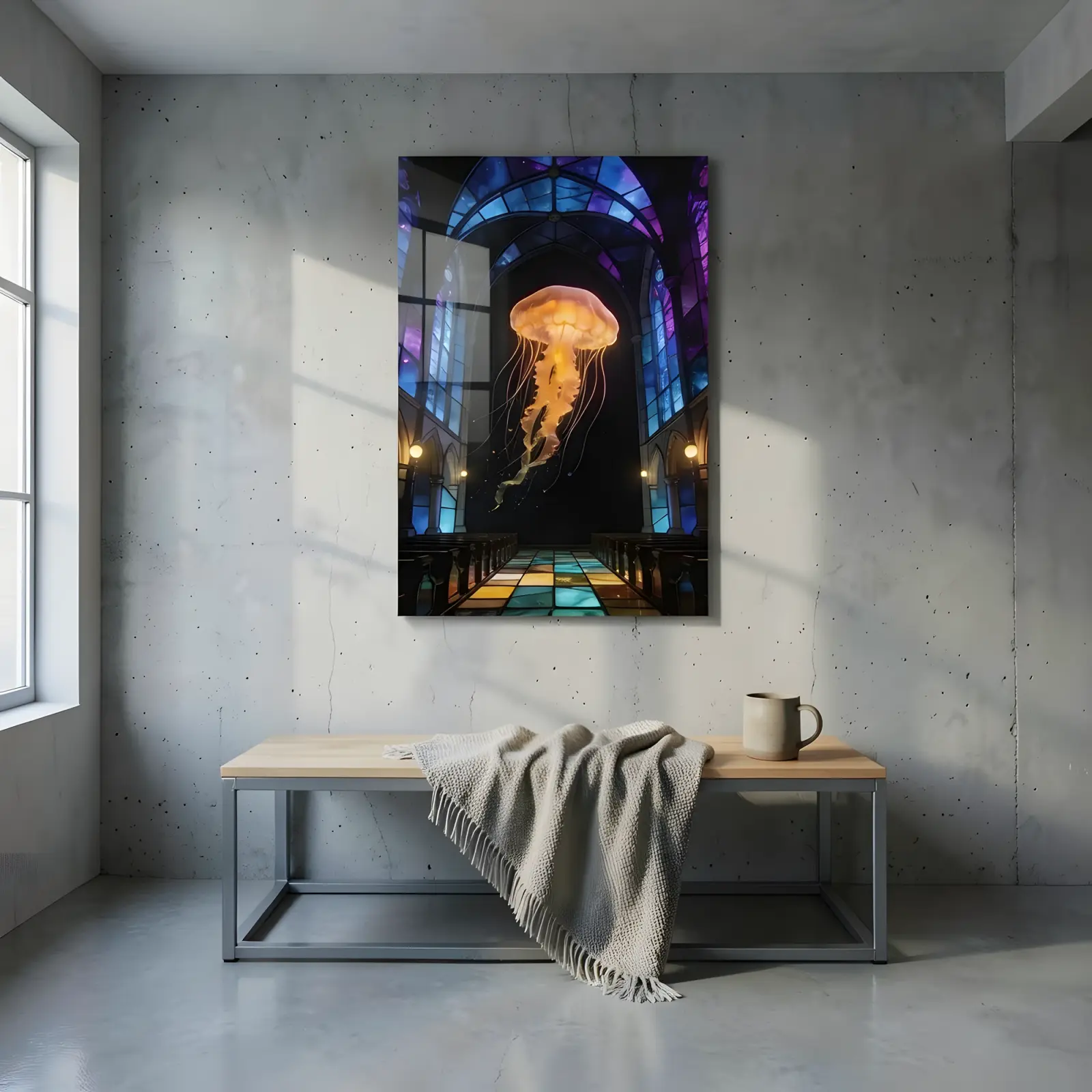 Jellyfish Cathedral Gothic Stained Glass Design | Glass Wall Art — 6