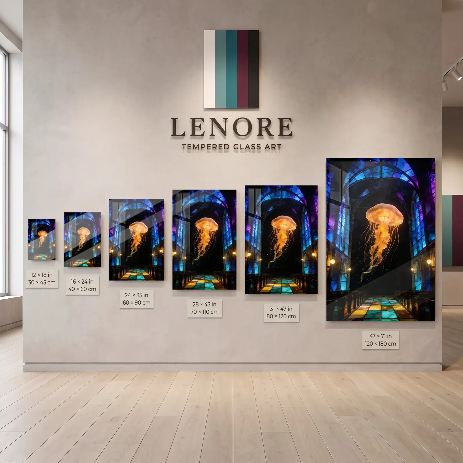 Jellyfish Cathedral Gothic Stained Glass Design | Glass Wall Art — 8