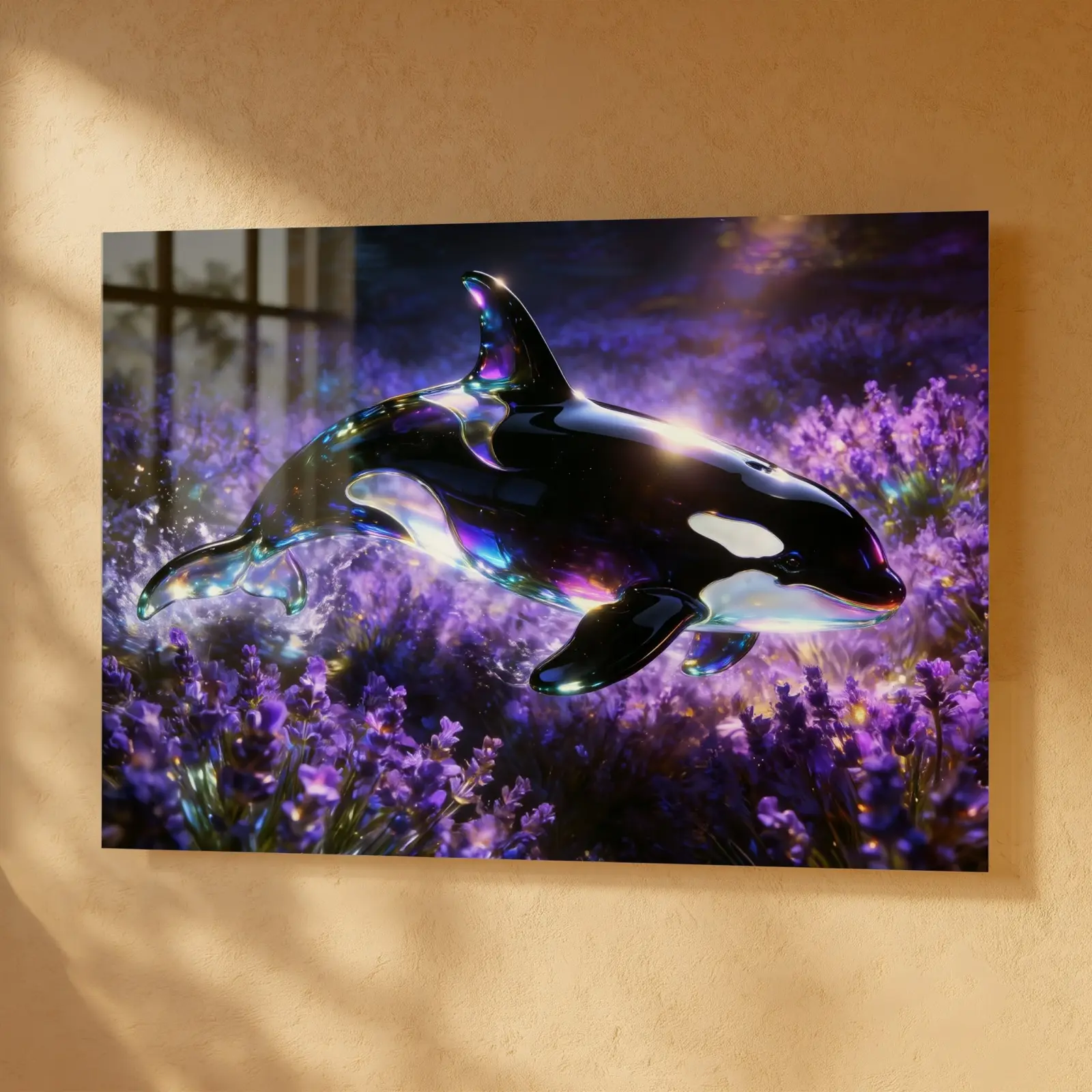 Orca Glass Wall Art Lavender Field Surreal | Tempered Glass Print