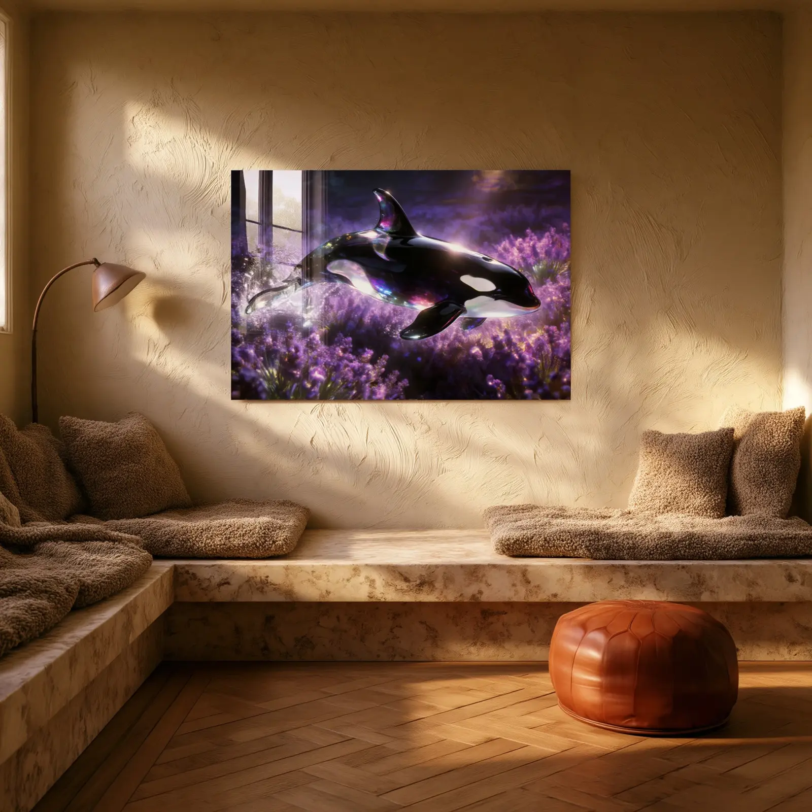 Orca Glass Wall Art Lavender Field Surreal | Tempered Glass Print — 2