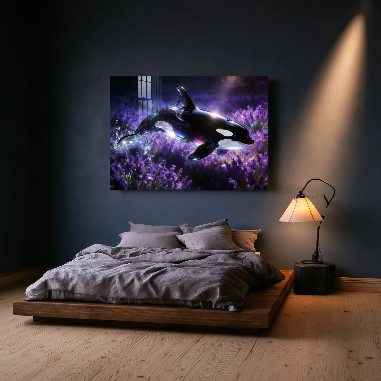 Orca Glass Wall Art Lavender Field Surreal | Tempered Glass Print — 3