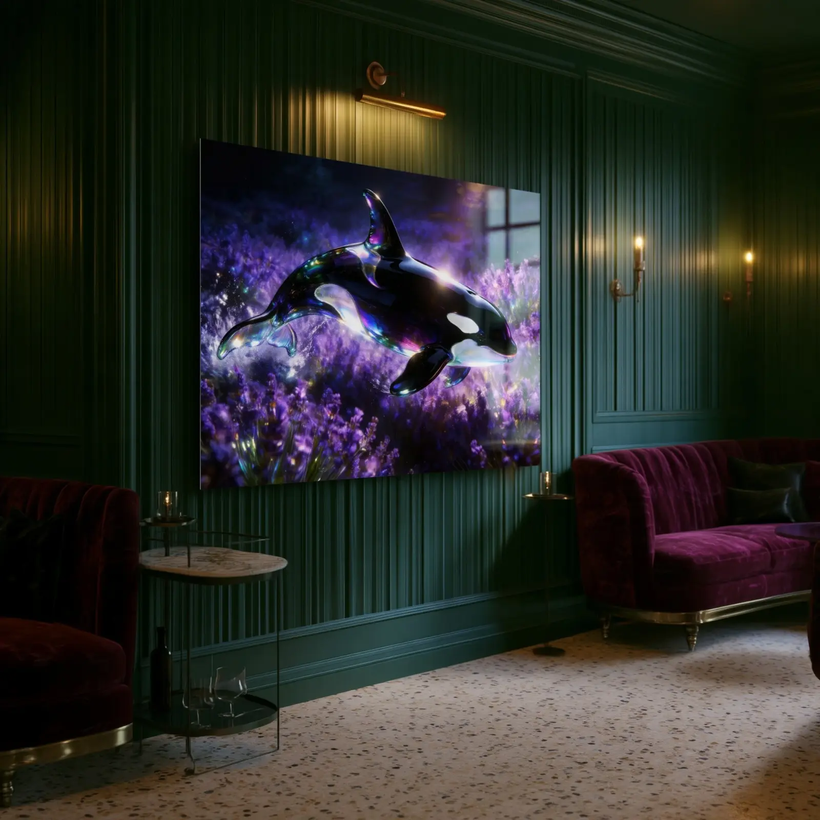 Orca Glass Wall Art Lavender Field Surreal | Tempered Glass Print — 4