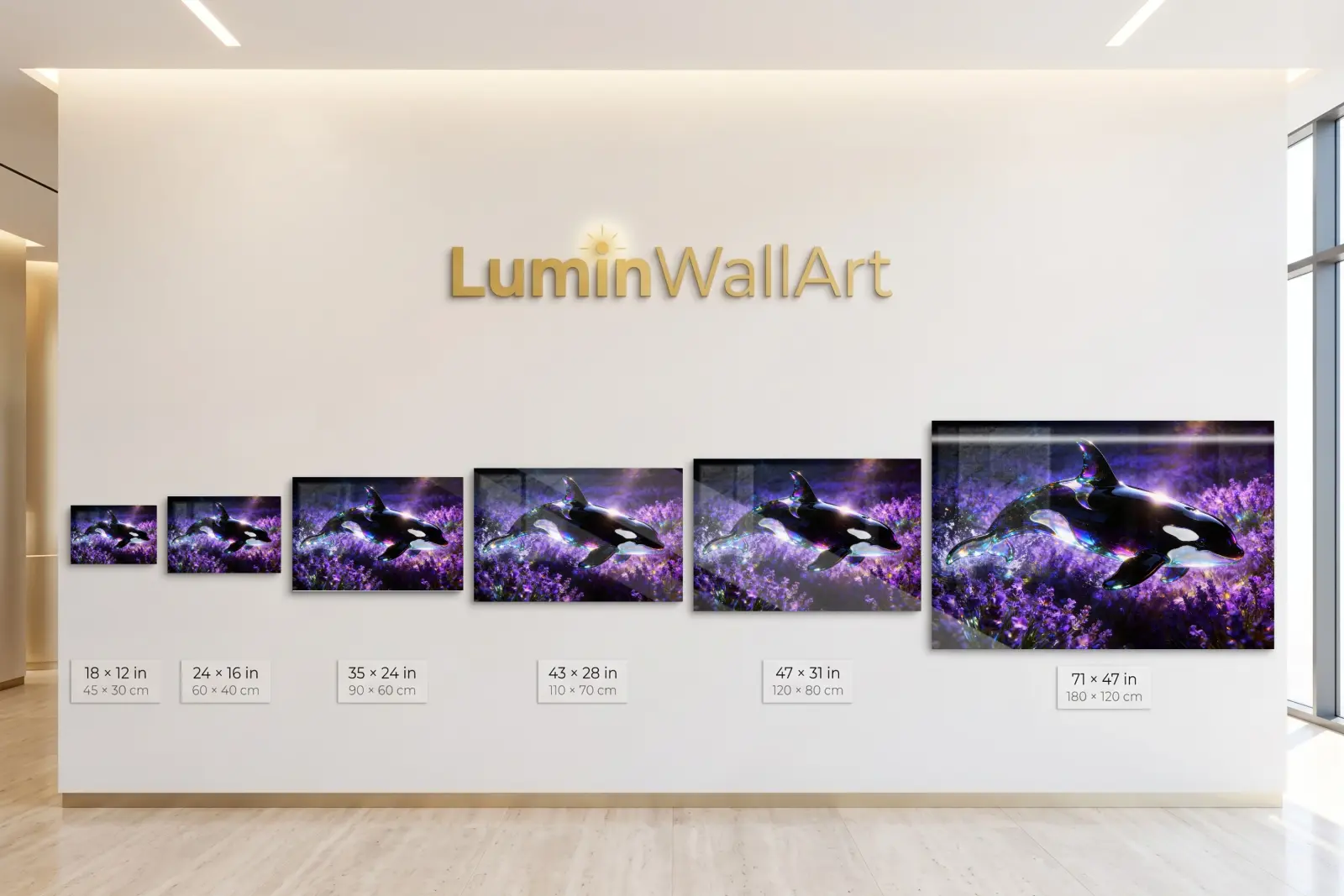 Orca Glass Wall Art Lavender Field Surreal | Tempered Glass Print — 5