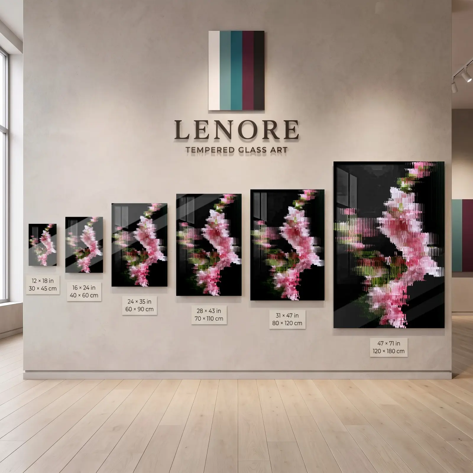 Pink Peony Glitch Art Vertical Floral | Glass Wall Art — 5