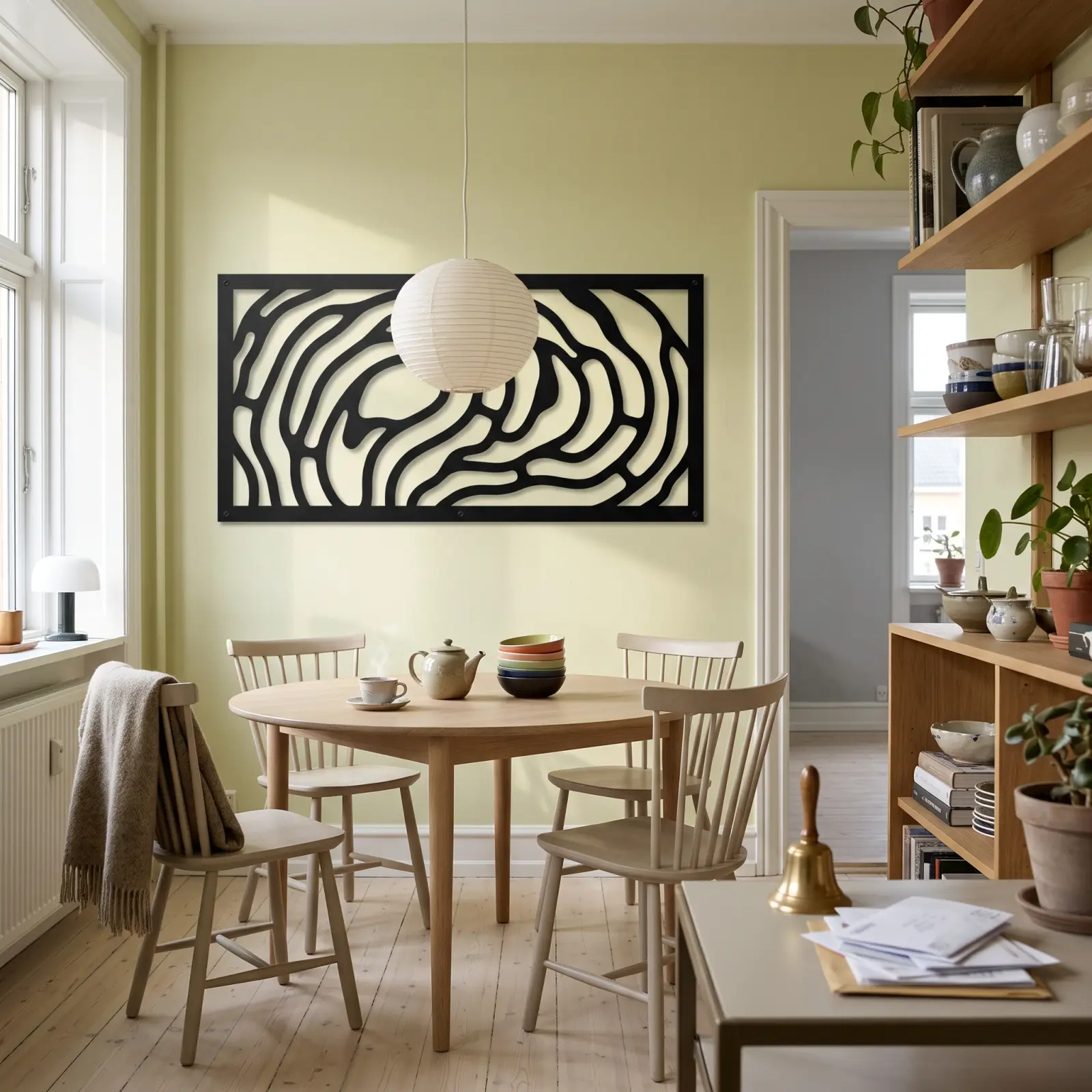 Topographic Contour Metal Wall Art – Driftline Grain, Lake House Living Room Decor — 4