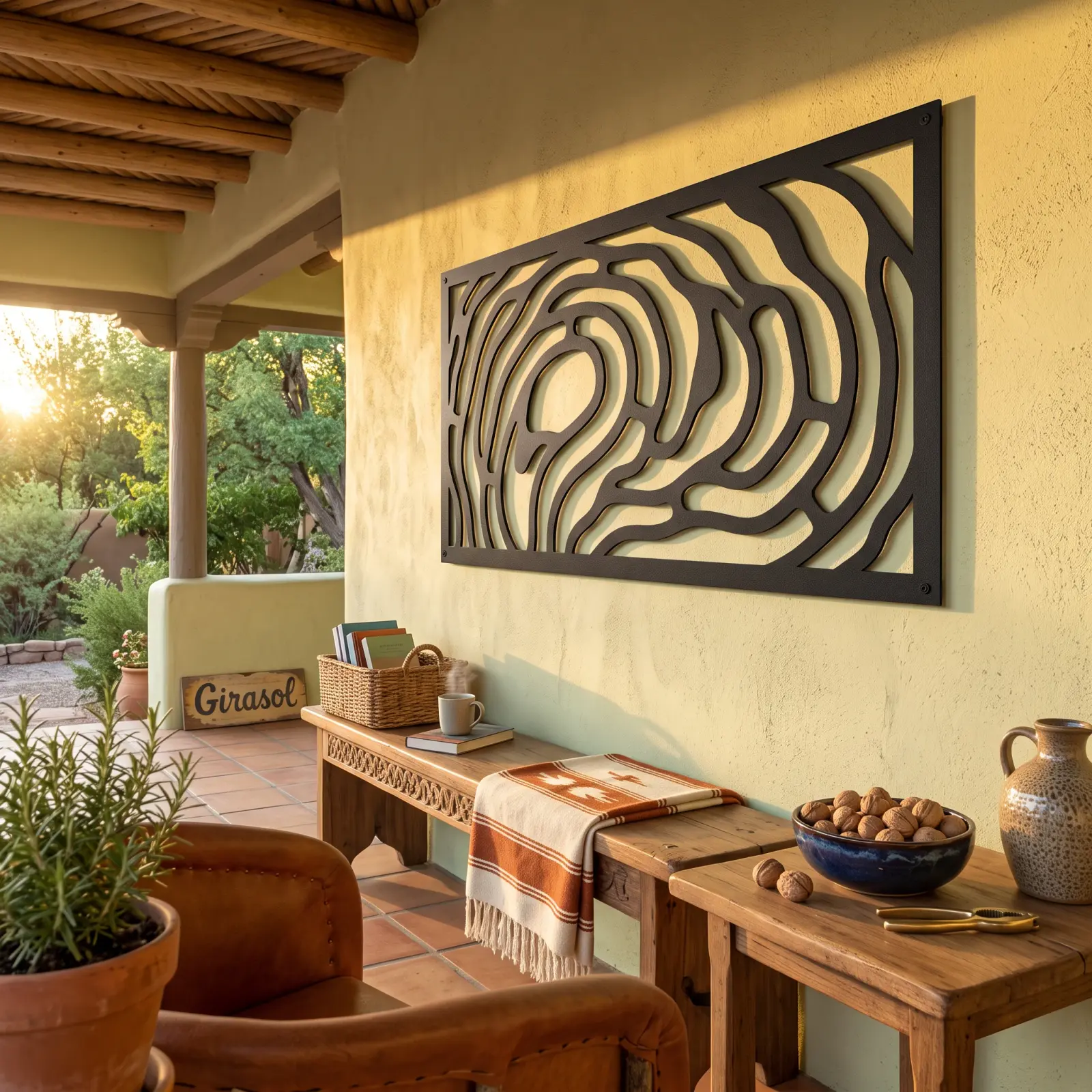 Topographic Contour Metal Wall Art – Driftline Grain, Lake House Living Room Decor — 6