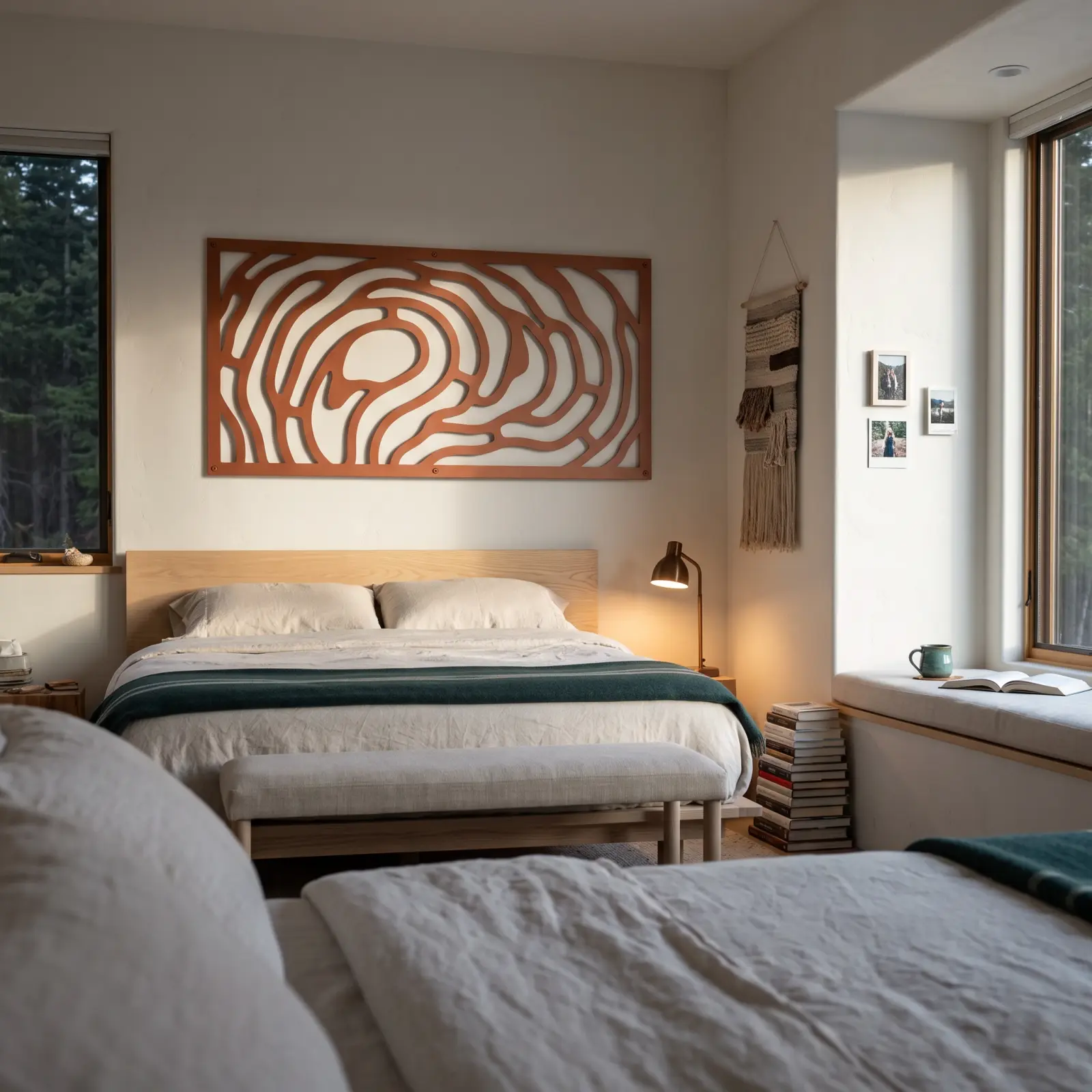 Topographic Contour Metal Wall Art – Driftline Grain, Lake House Living Room Decor — 8