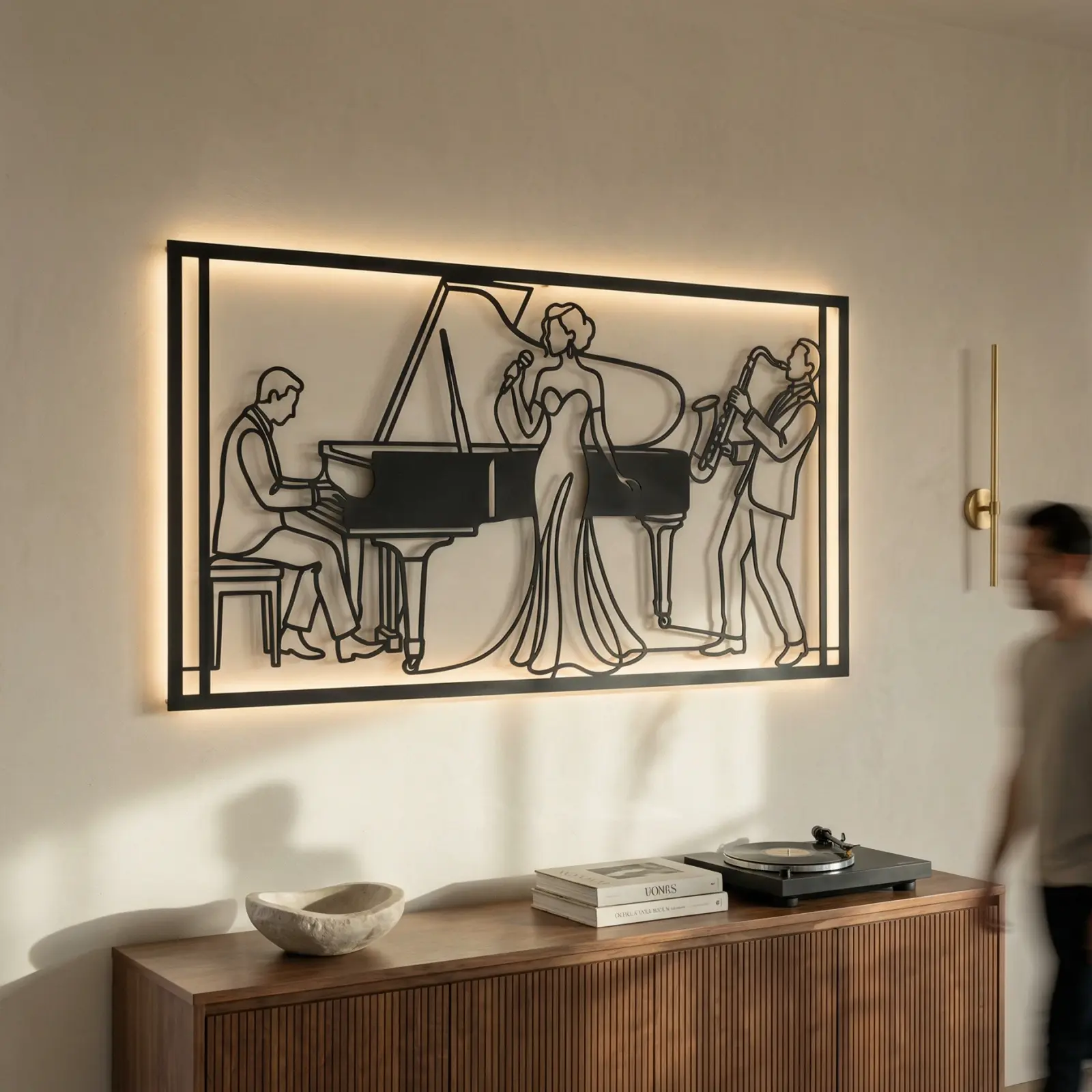 Jazz Band Metal Wall Art – The Midnight Trio, Home Bar Decor