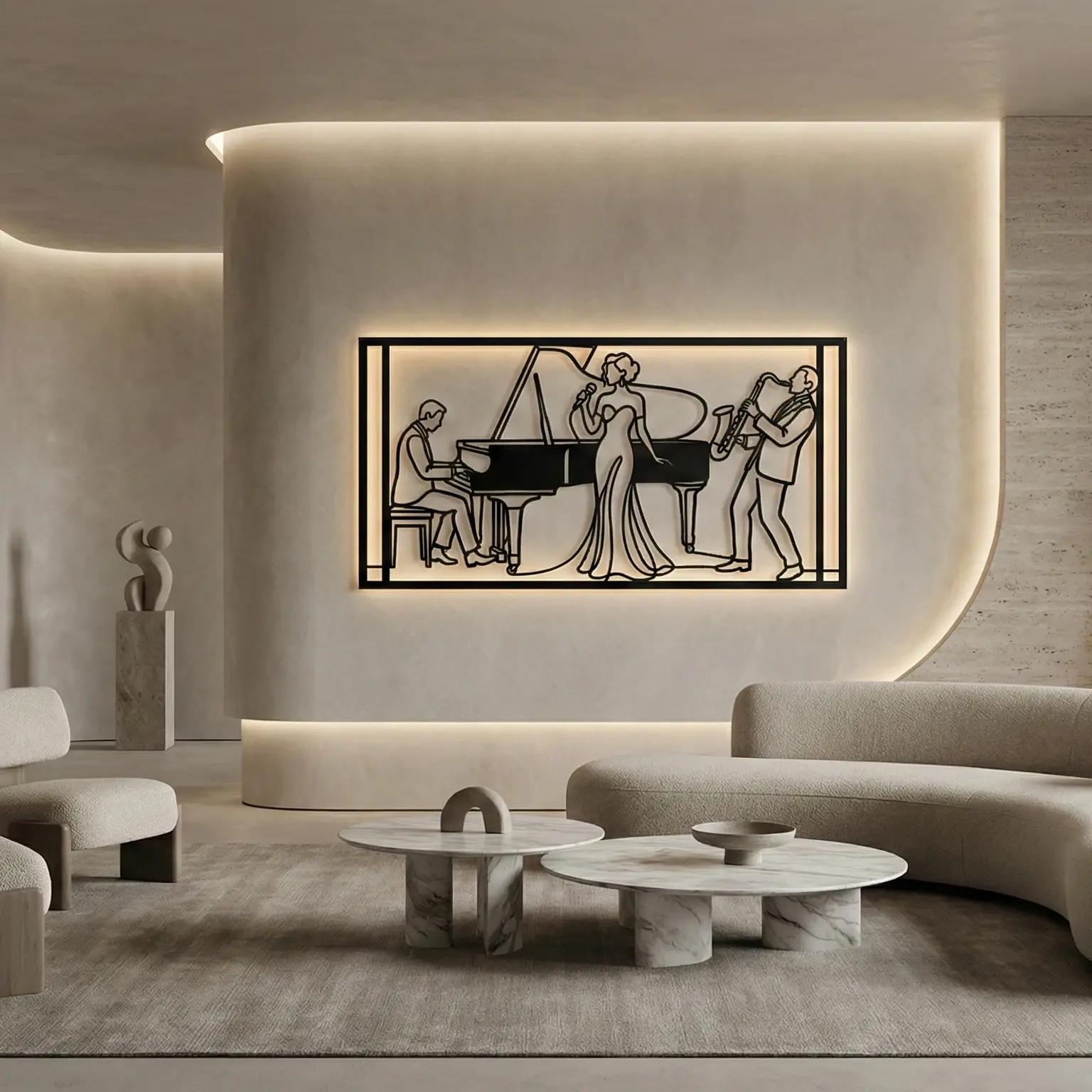 Jazz Band Metal Wall Art – The Midnight Trio, Home Bar Decor — 2