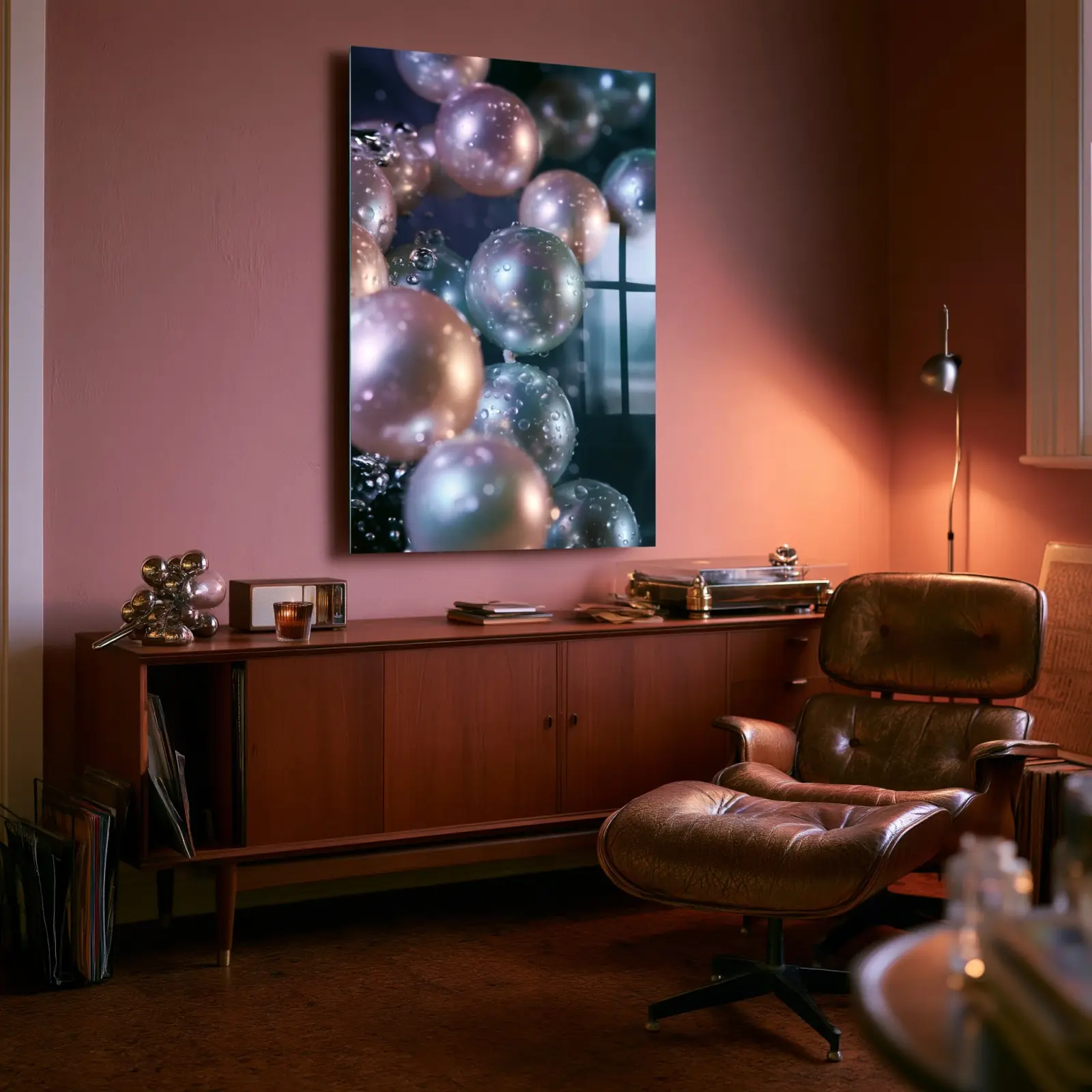 Iridescent Pearl Spheres Macro Design | Glass Wall Art — 4