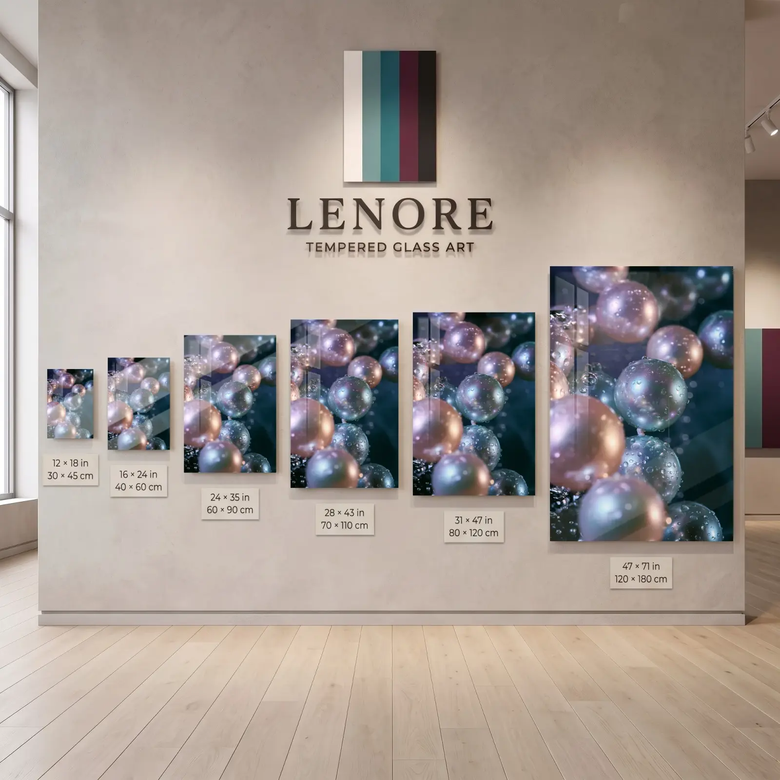 Iridescent Pearl Spheres Macro Design | Glass Wall Art — 5