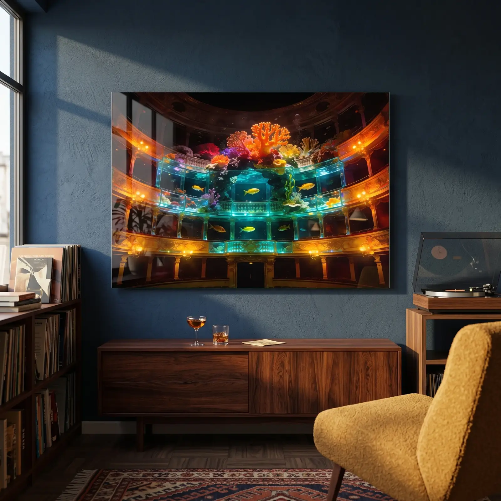 Opera House Coral Reef Surreal Underwater Glass Wall Art