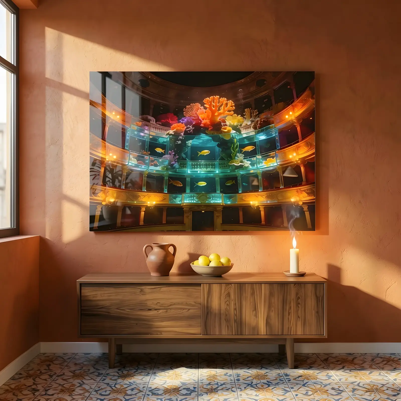 Opera House Coral Reef Surreal Underwater Glass Wall Art — 5