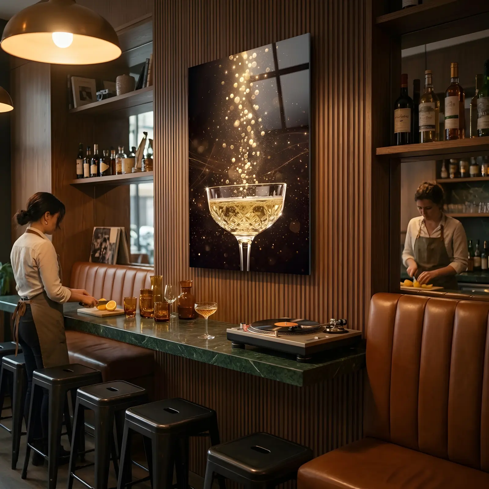 Champagne Coupe Gold Bubbles Celebration | Glass Wall Art — 3