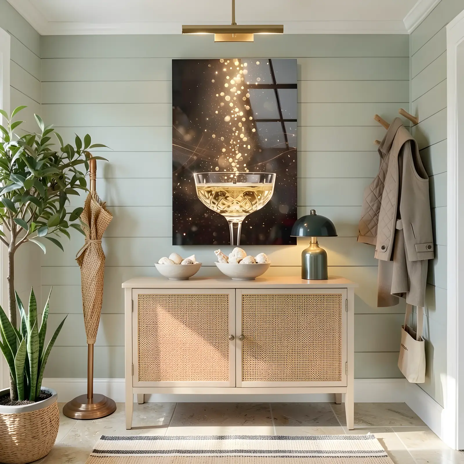 Champagne Coupe Gold Bubbles Celebration | Glass Wall Art — 6