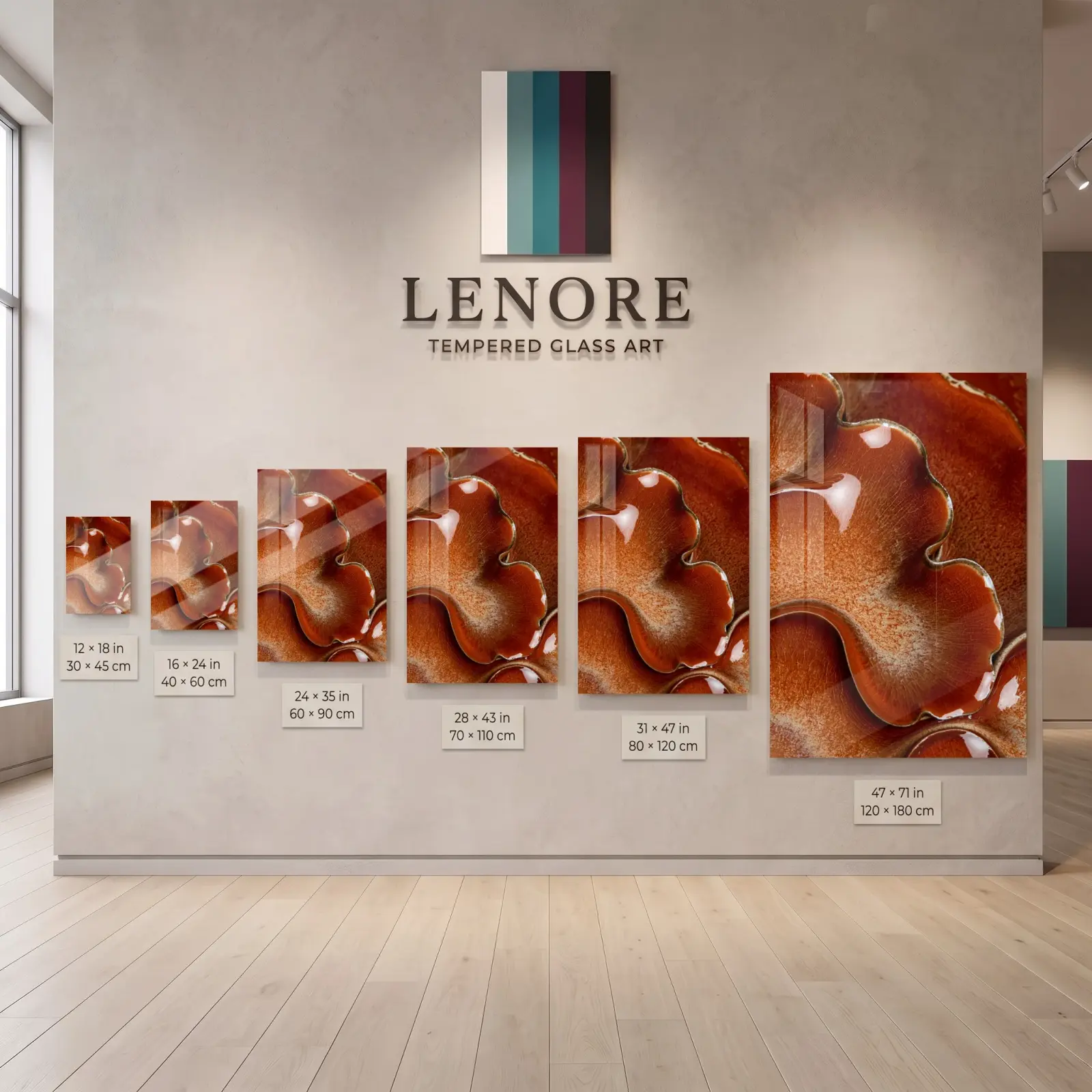 Terracotta Abstract Wall Art Organic Glaze Curves | Glass Wall Art — 5