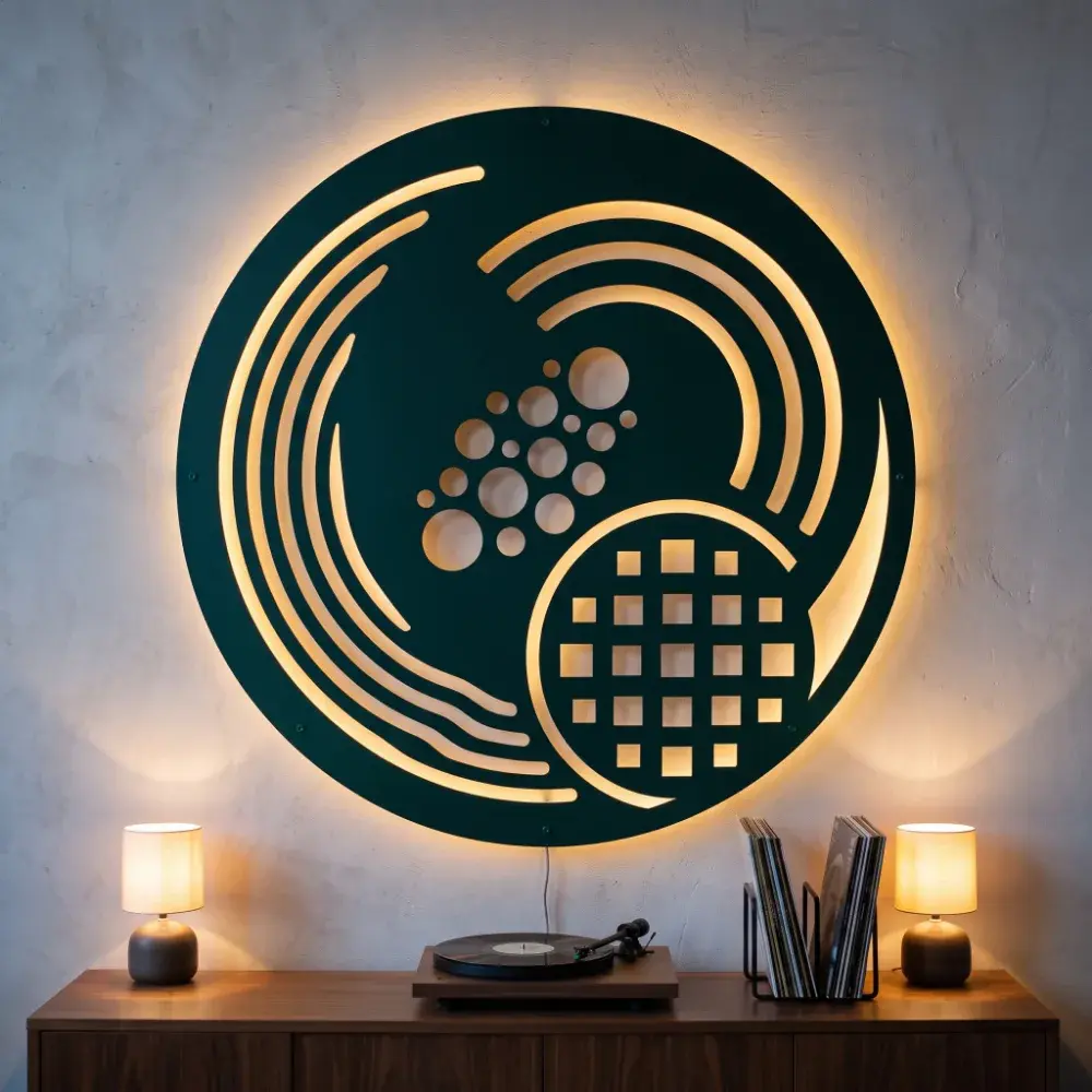 Abstract Cosmic Metal LED Wall Art – Nebula Drift, Living Room Backlit Decor