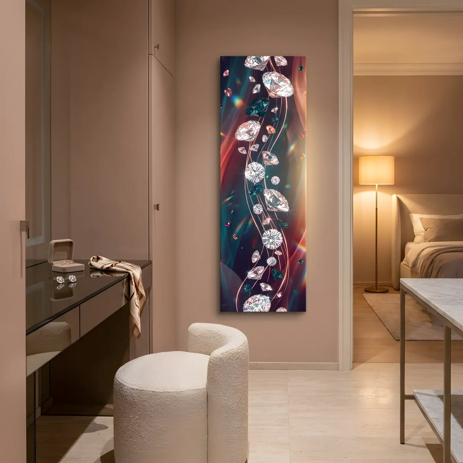 Diamond Cascade Wall Art Sparkling Gemstone Panel | Glass Wall Art — 4