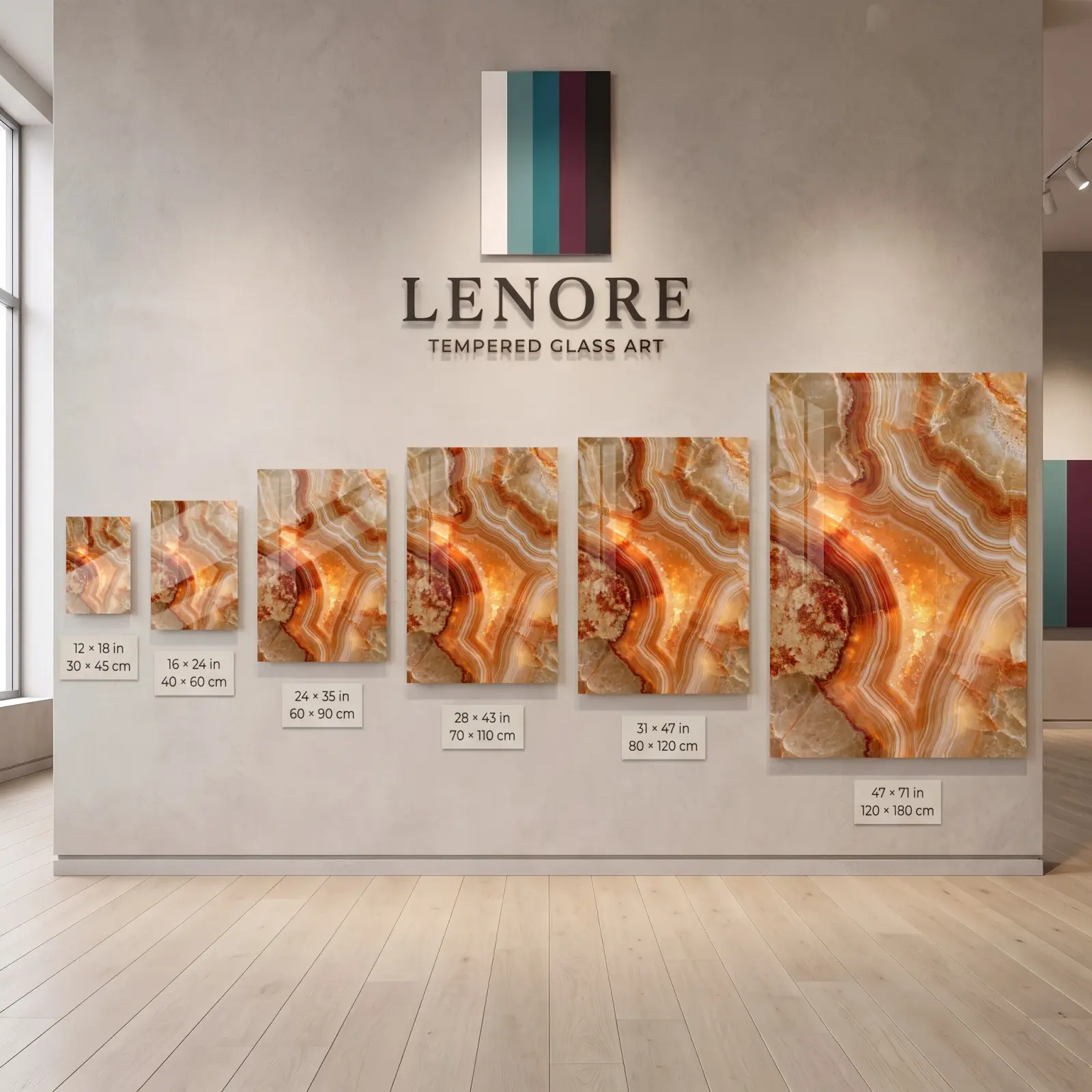 Agate Stone Glass Wall Art Warm Amber Abstract | Tempered Glass Print — 5
