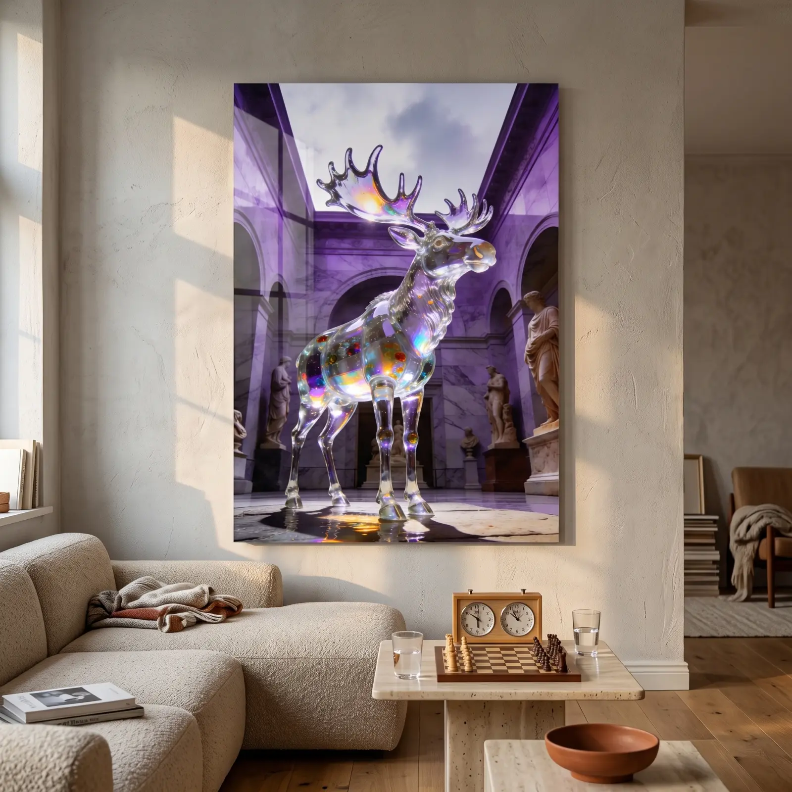 Crystal Moose Wall Art Iridescent Surreal Animal | Glass Wall Art