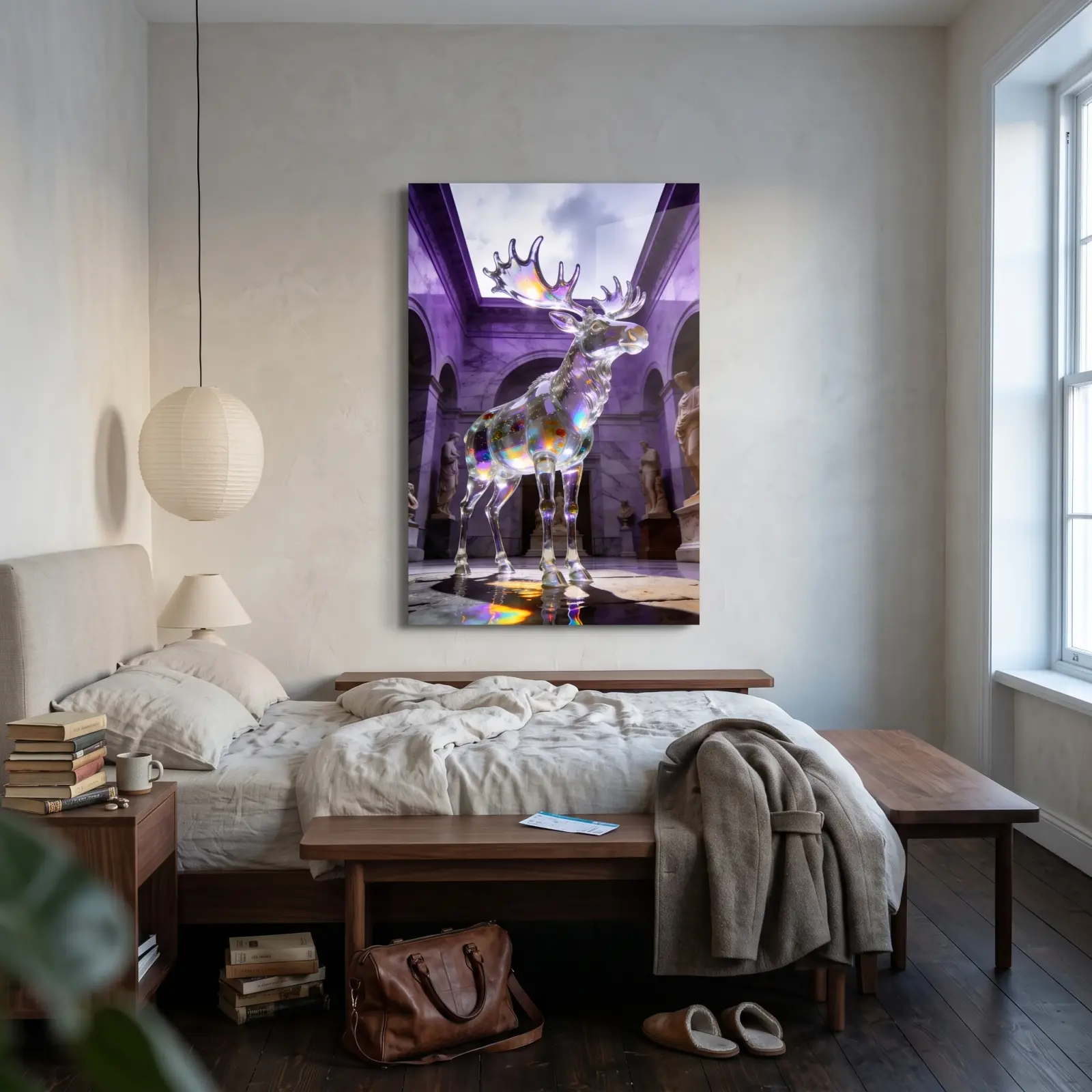 Crystal Moose Wall Art Iridescent Surreal Animal | Glass Wall Art — 2
