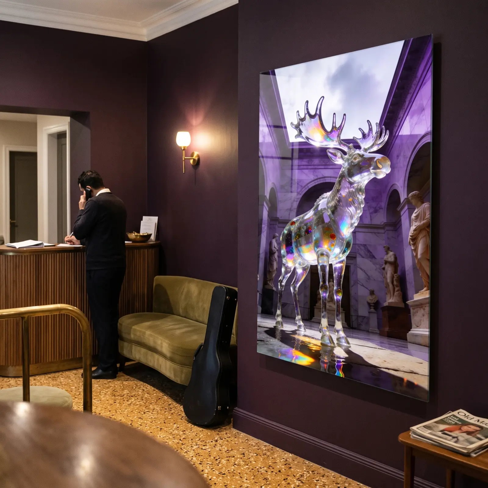 Crystal Moose Wall Art Iridescent Surreal Animal | Glass Wall Art — 3